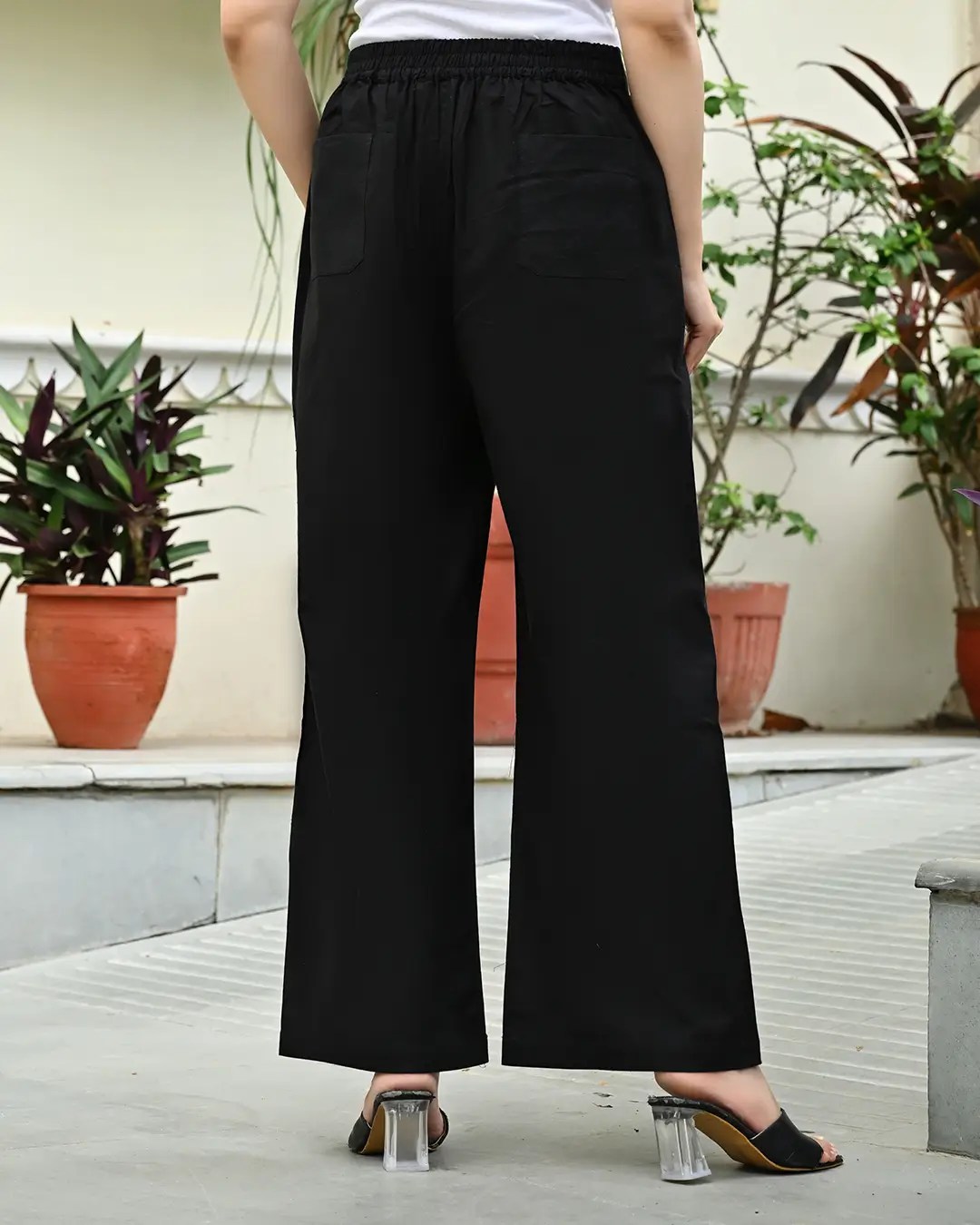 Black Airy Linen Wide leg Pants - Image 4