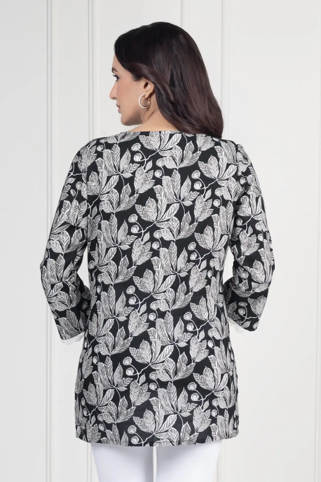 Black Leaf Short Kurti - Image 4