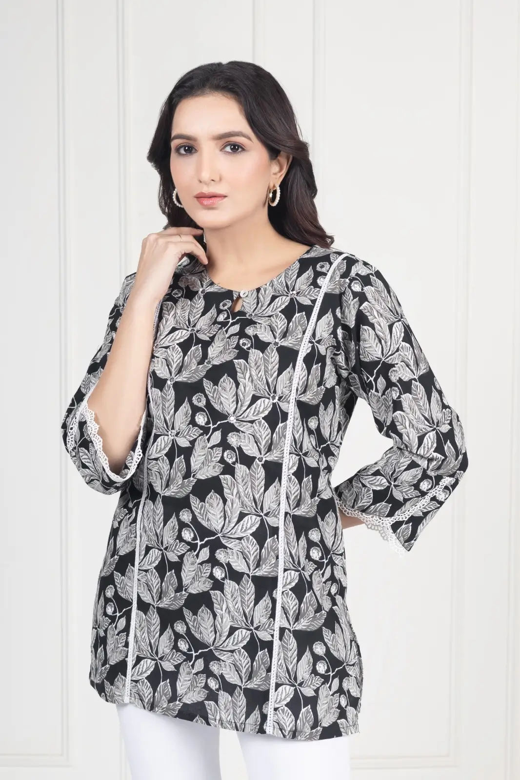 Black Leaf Short Kurti - Image 7