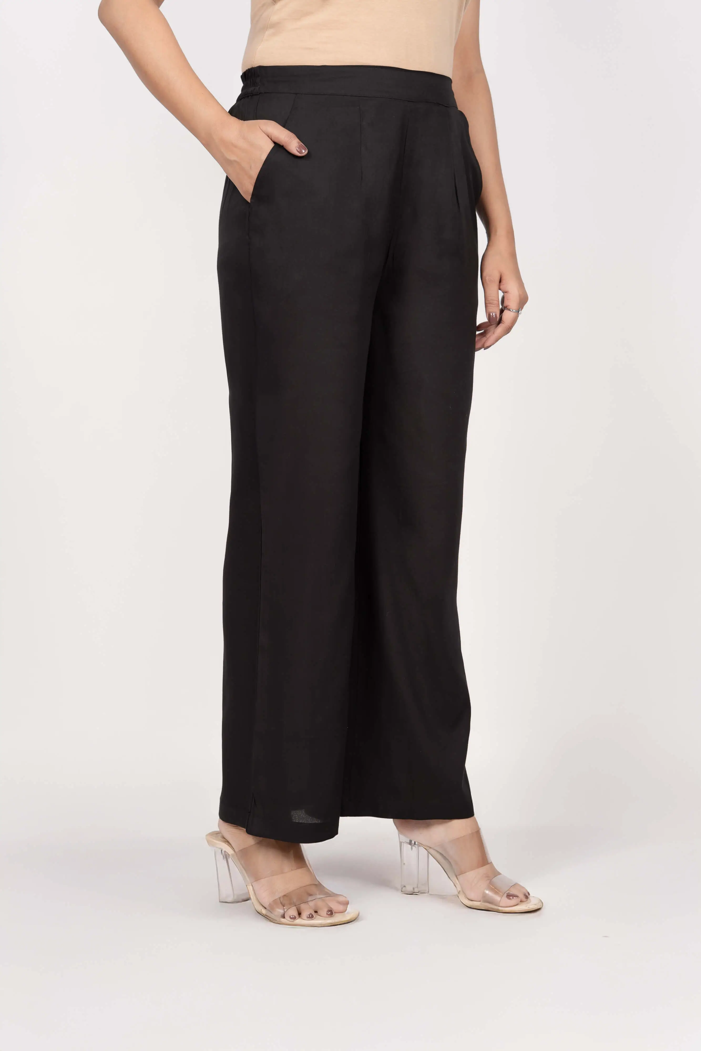 Black Solid Palazzo - Image 3