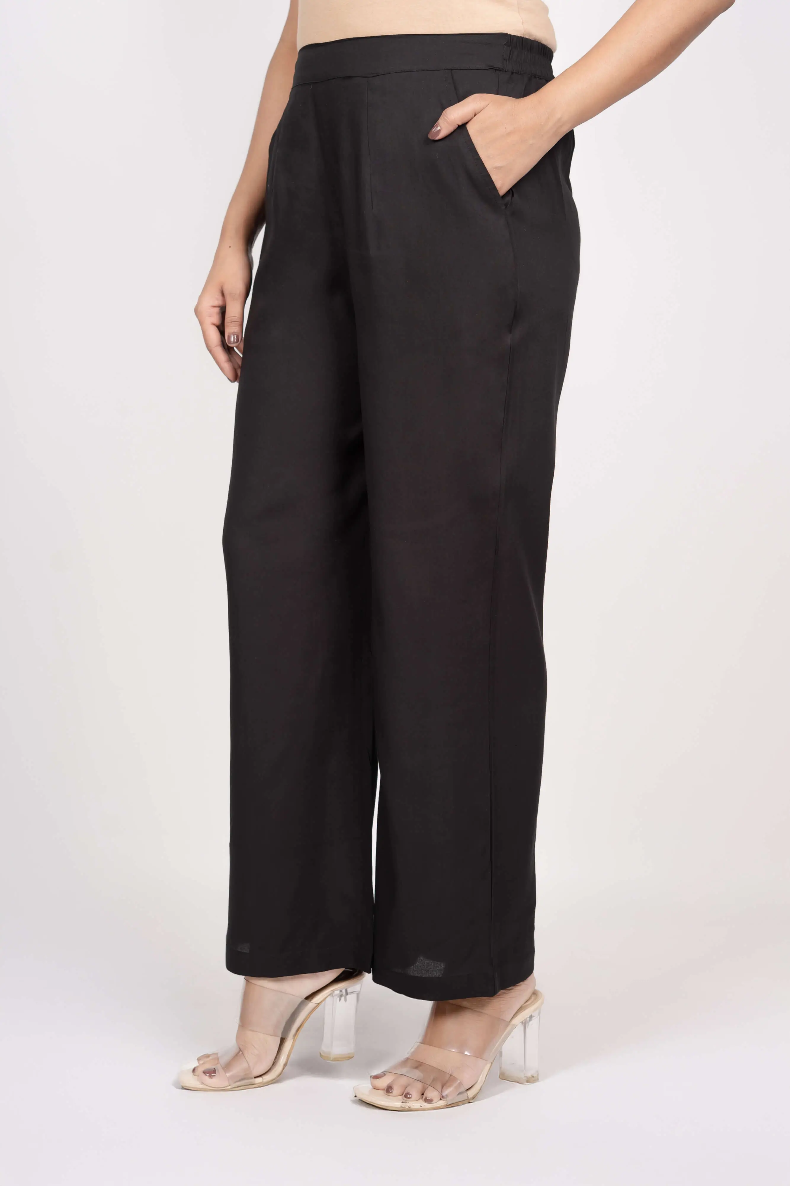 Black Solid Palazzo - Image 4