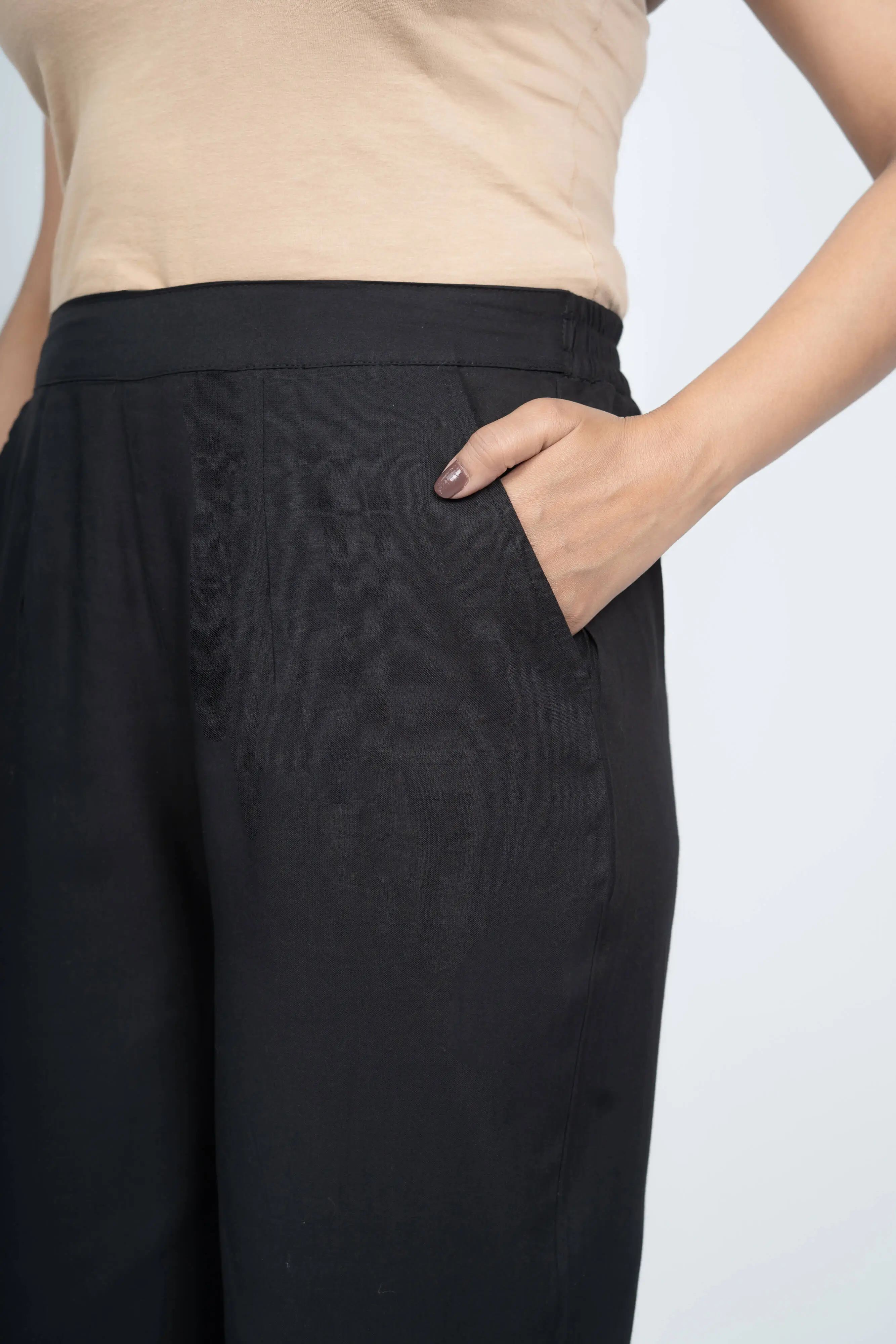 Black Solid Palazzo - Image 5