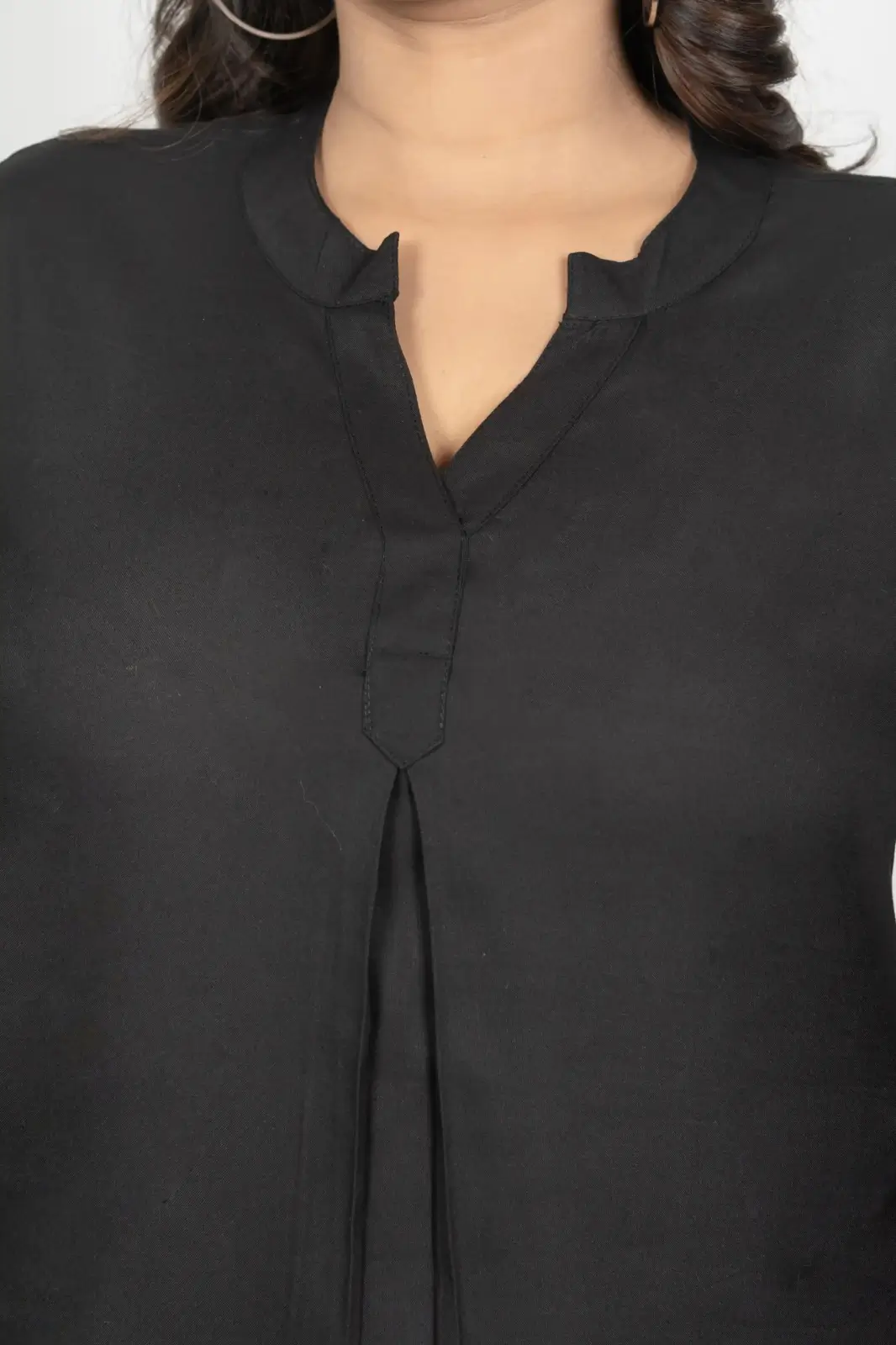Black Viscose Pleated Top - Image 3