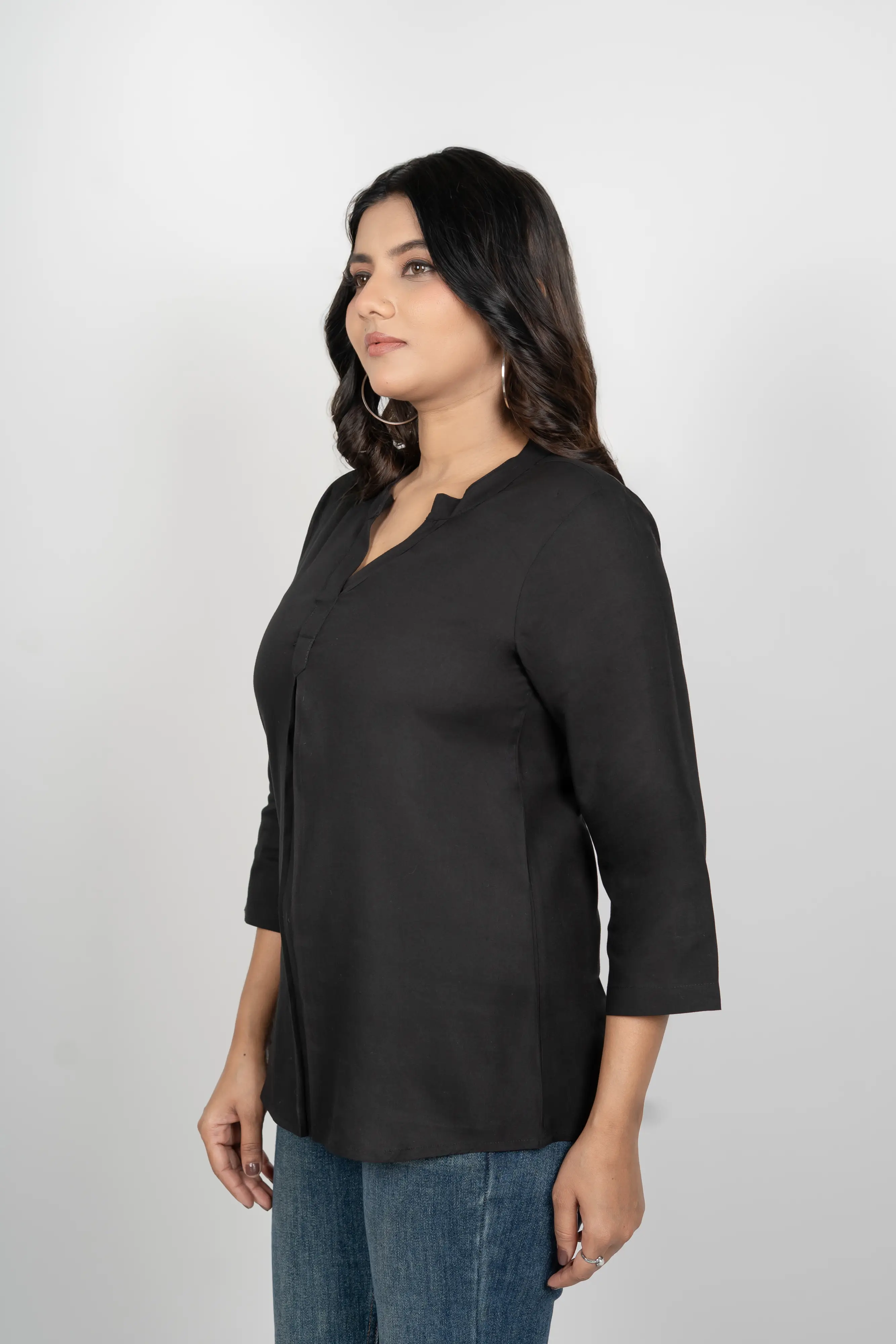 Black Viscose Pleated Top - Image 6
