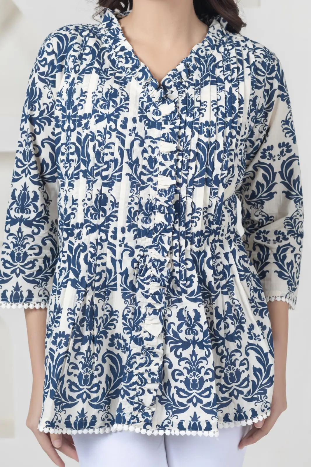 White Blue Print Top - Image 3