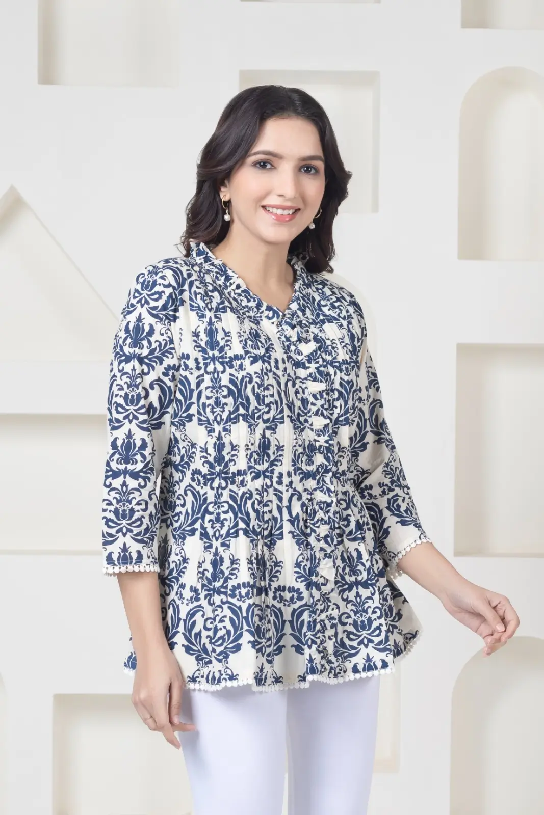 White Blue Print Top - Image 6