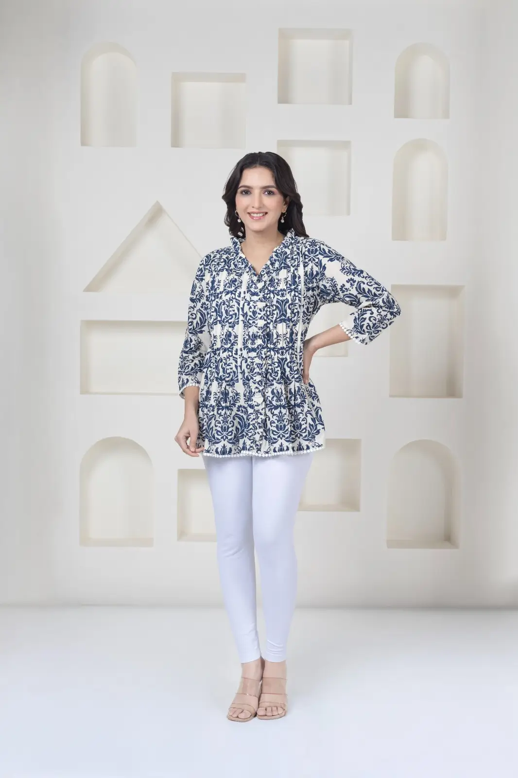 White Blue Print Top - Image 8