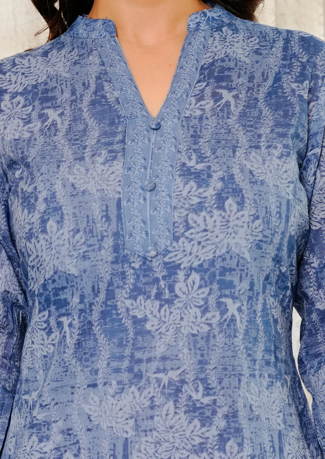Blue floral texture print cotton co-ord set - Image 3