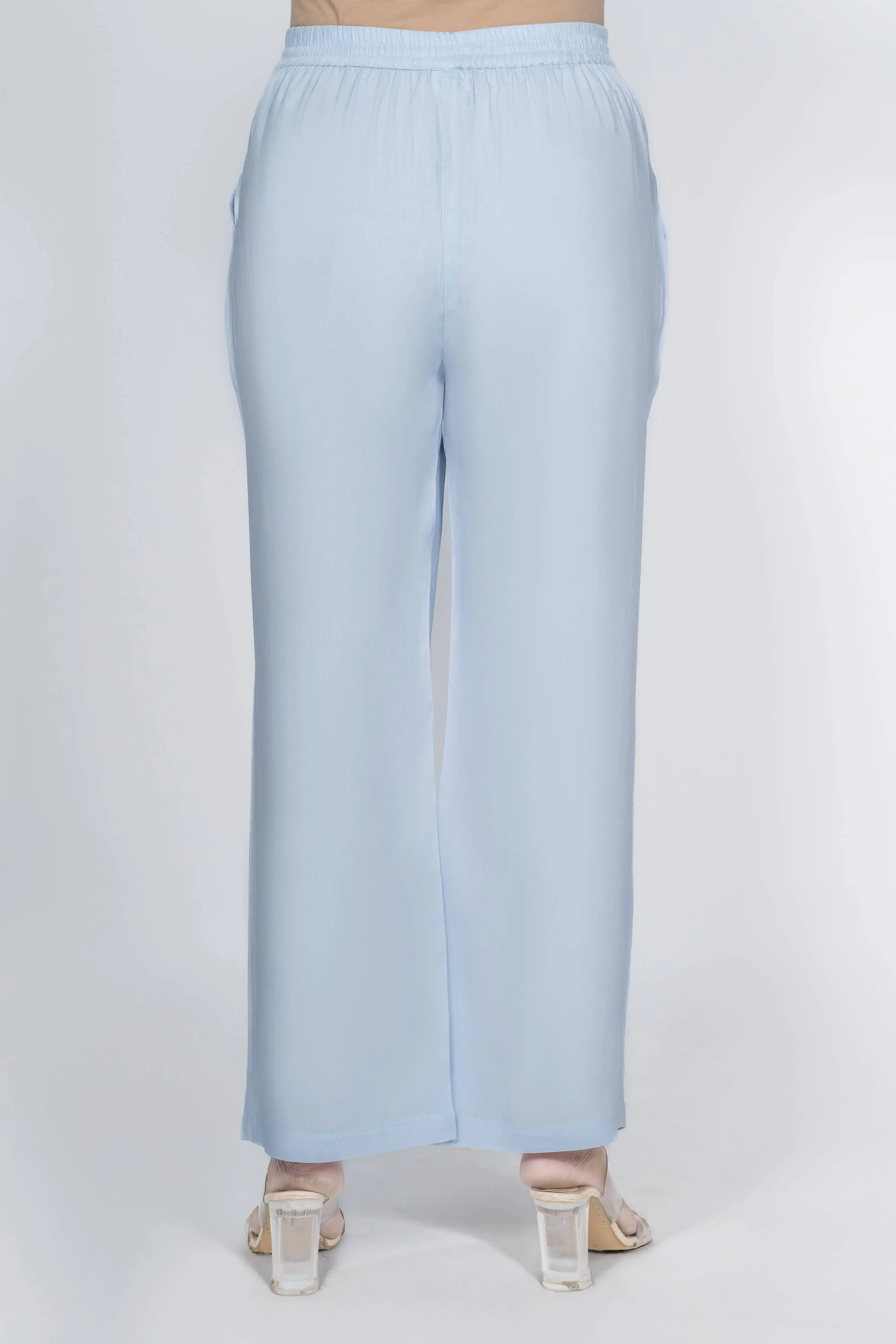 Powder Blue Solid Palazzo - Image 4