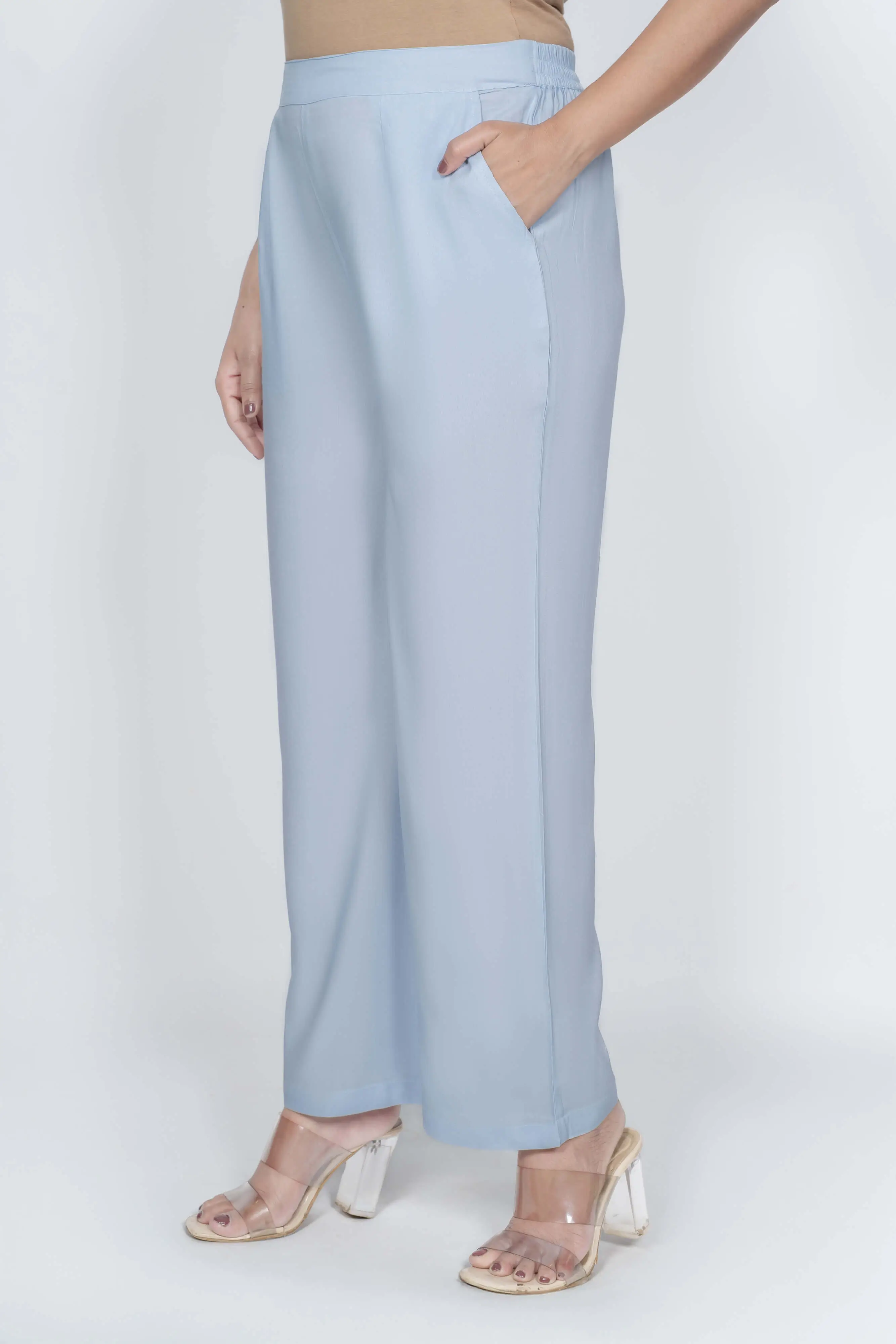 Powder Blue Solid Palazzo - Image 6