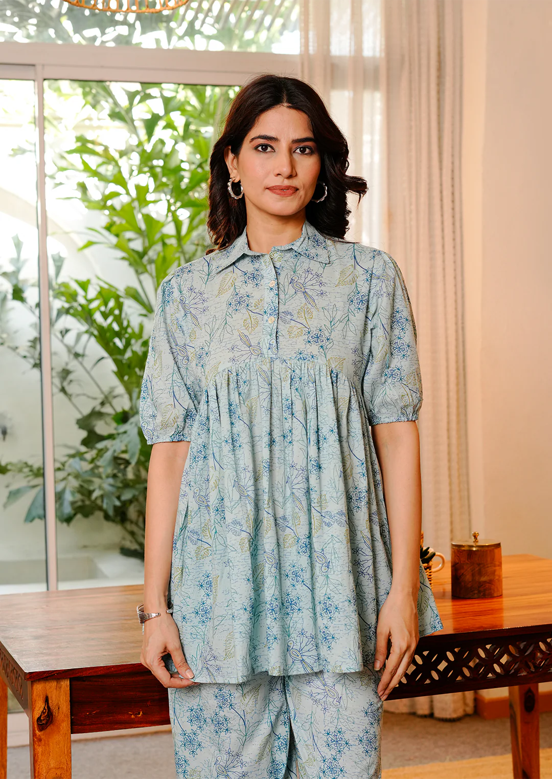 Blue Peacock Printed Co-ords Set - Image 3