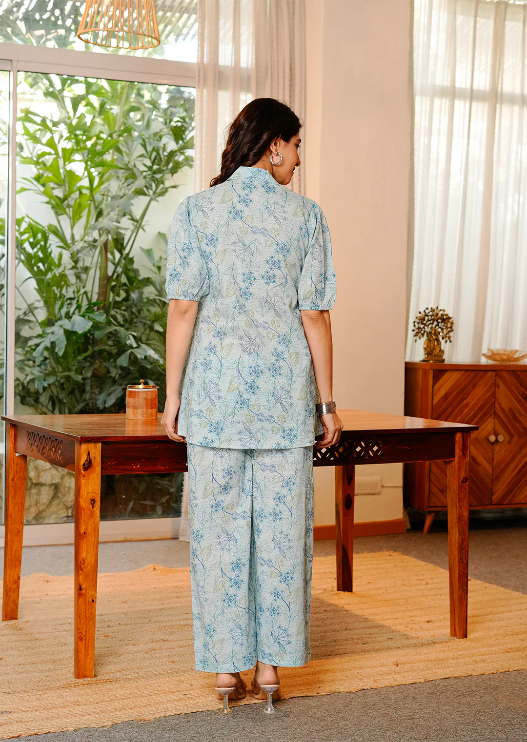 Blue Peacock Printed Co-ords Set - Image 4