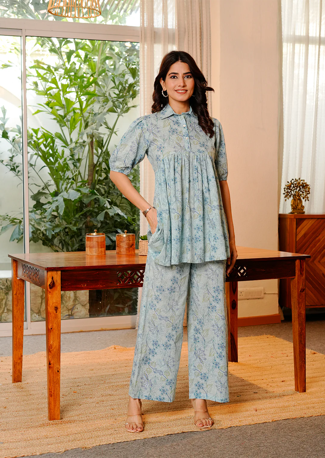 Blue Peacock Printed Co-ords Set - Image 6