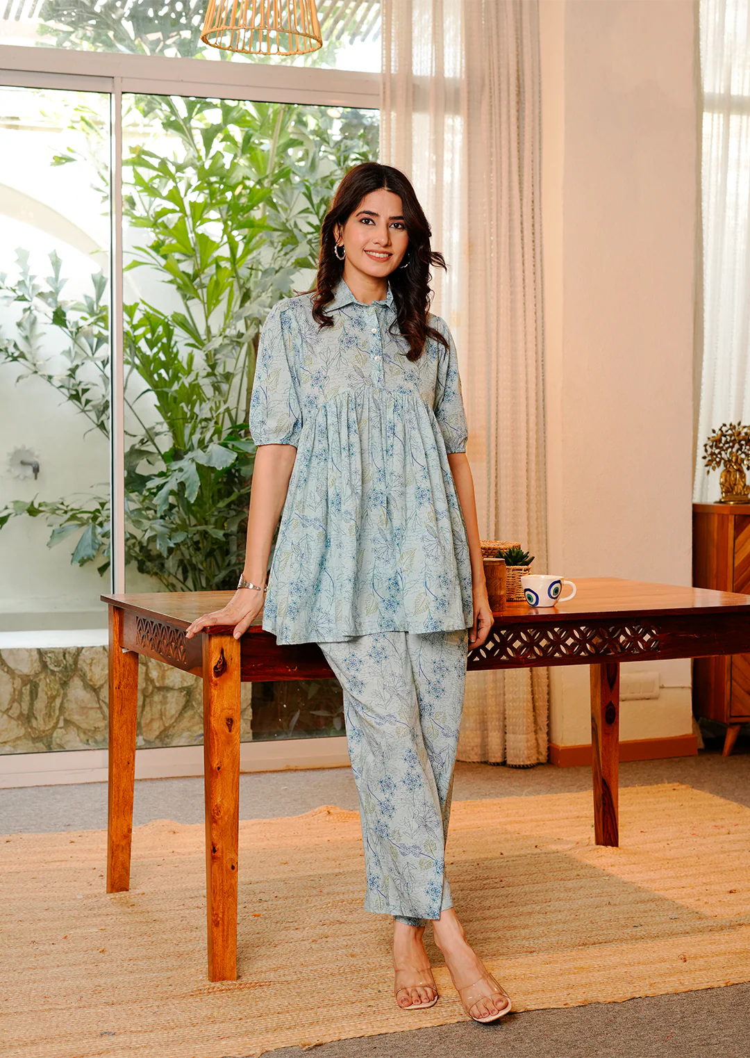 Blue Peacock Printed Co-ords Set - Image 8