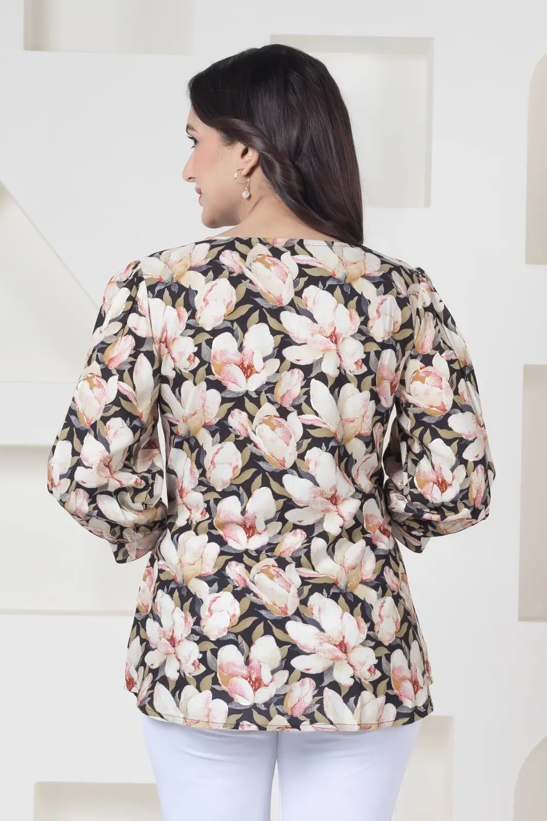 Rayon Black Flower Top - Image 4