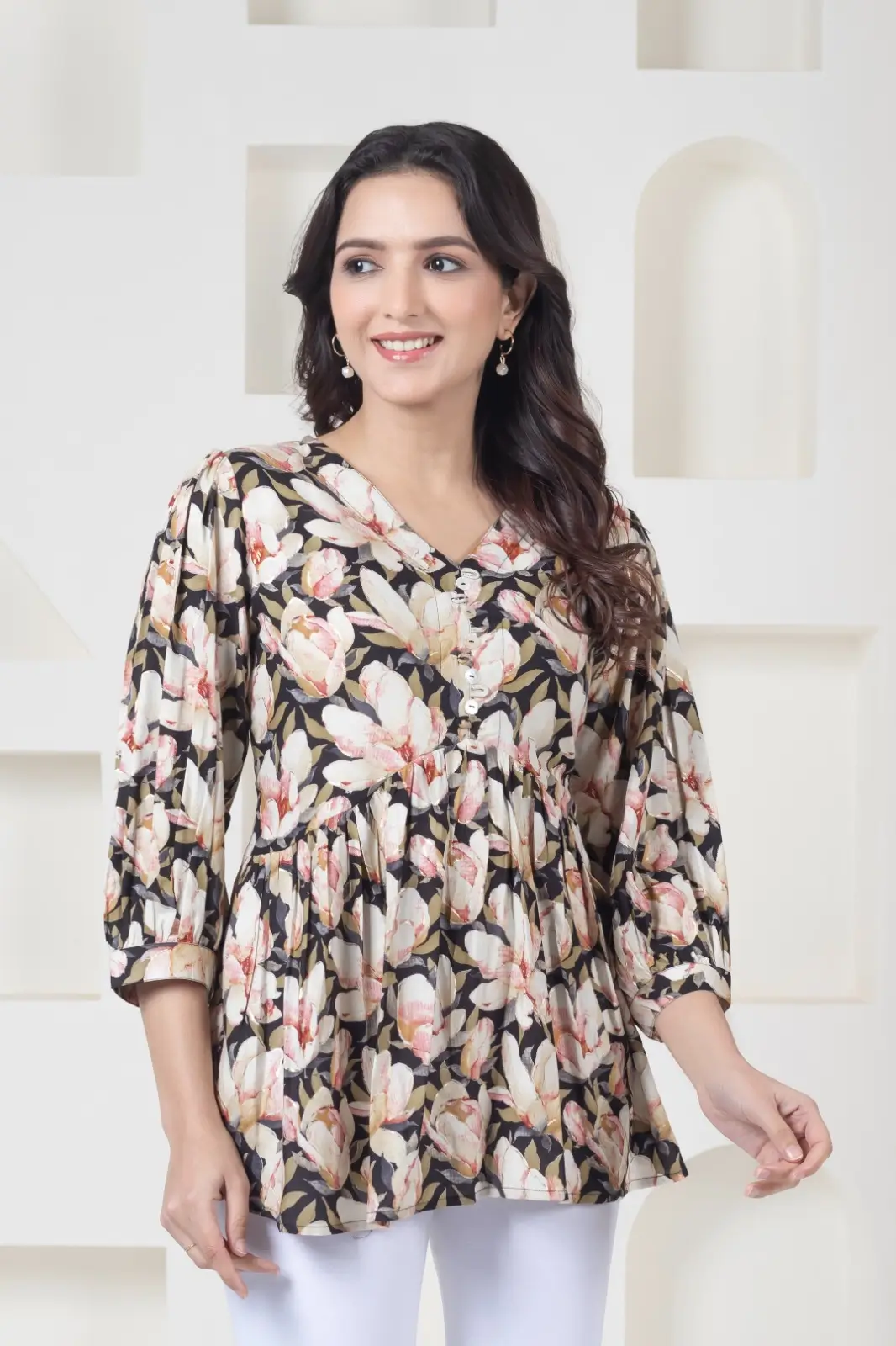 Rayon Black Flower Top - Image 6