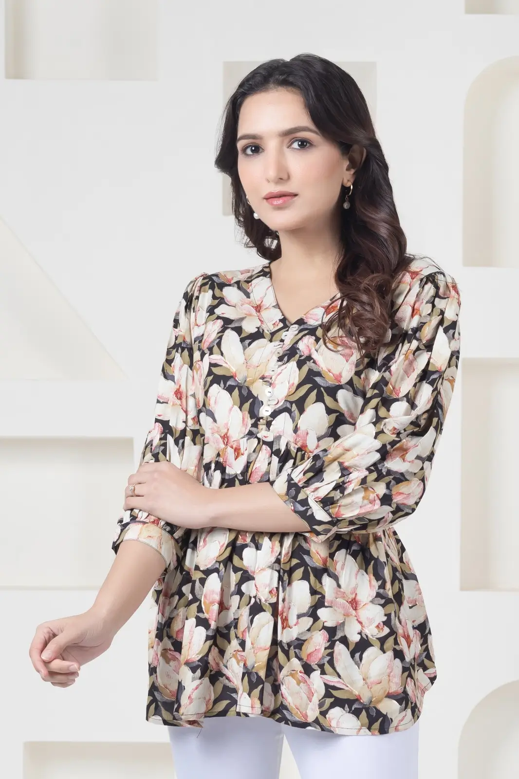 Rayon Black Flower Top - Image 7