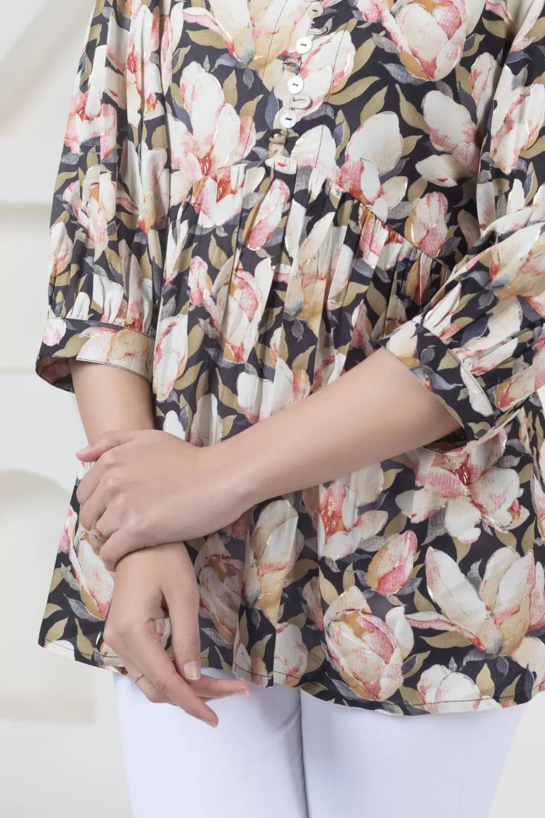 Rayon Black Flower Top - Image 9