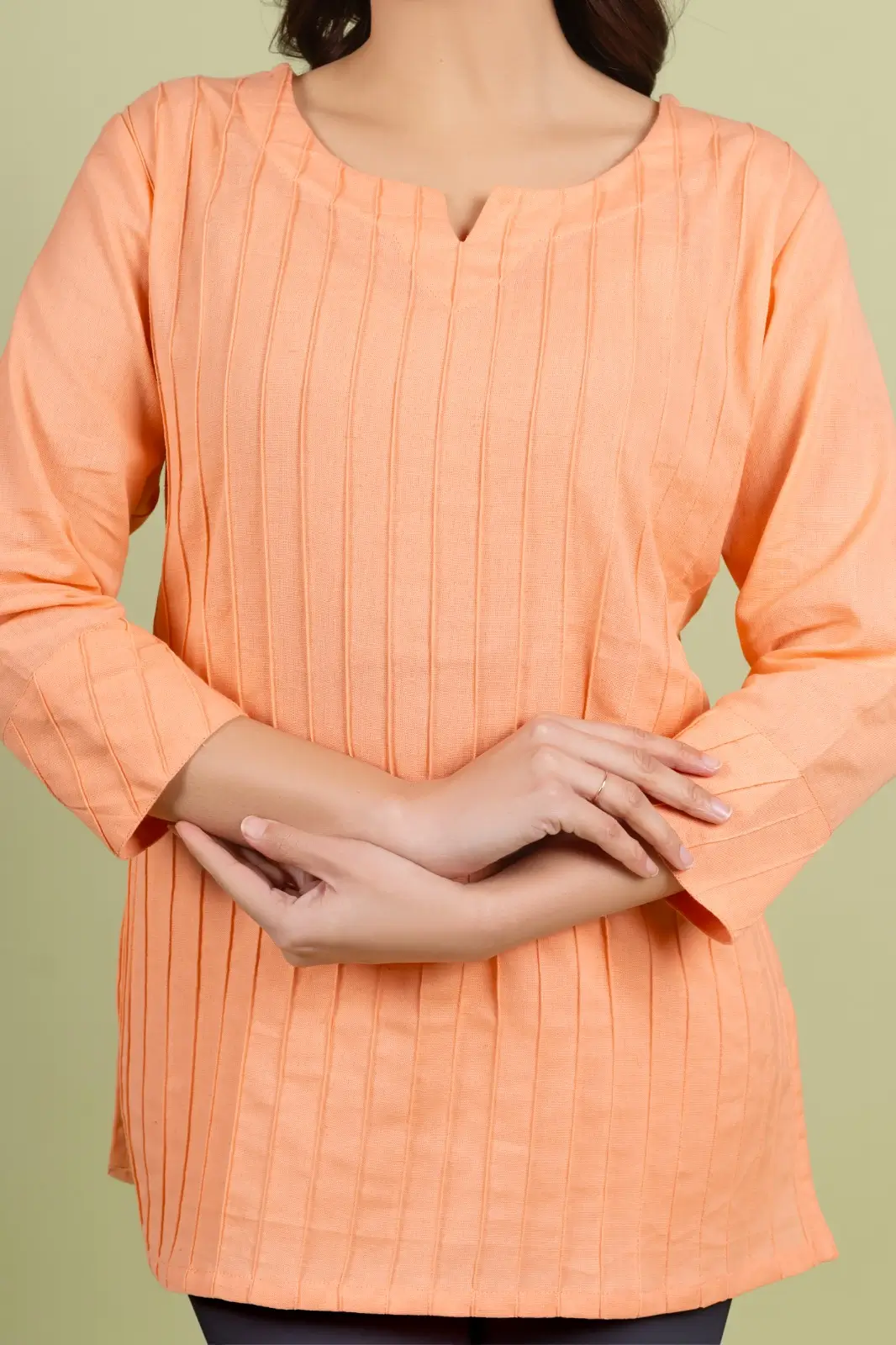 Coral Solid Straight Kurti - Image 3