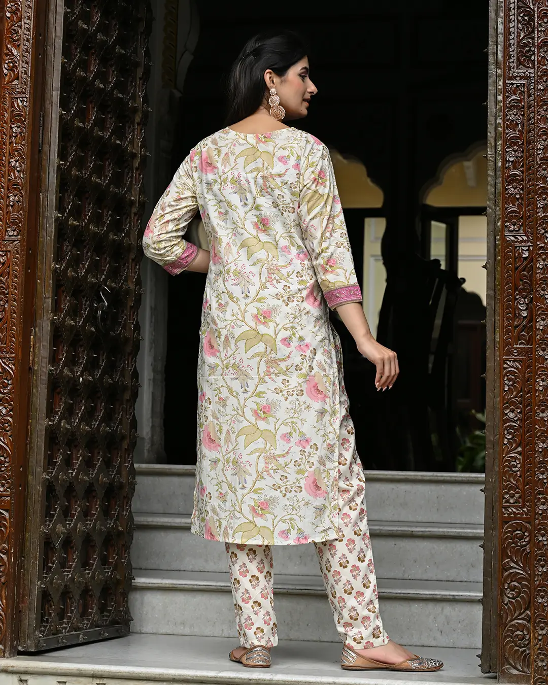 Cream Floral Print 3 Piece Set - Image 4