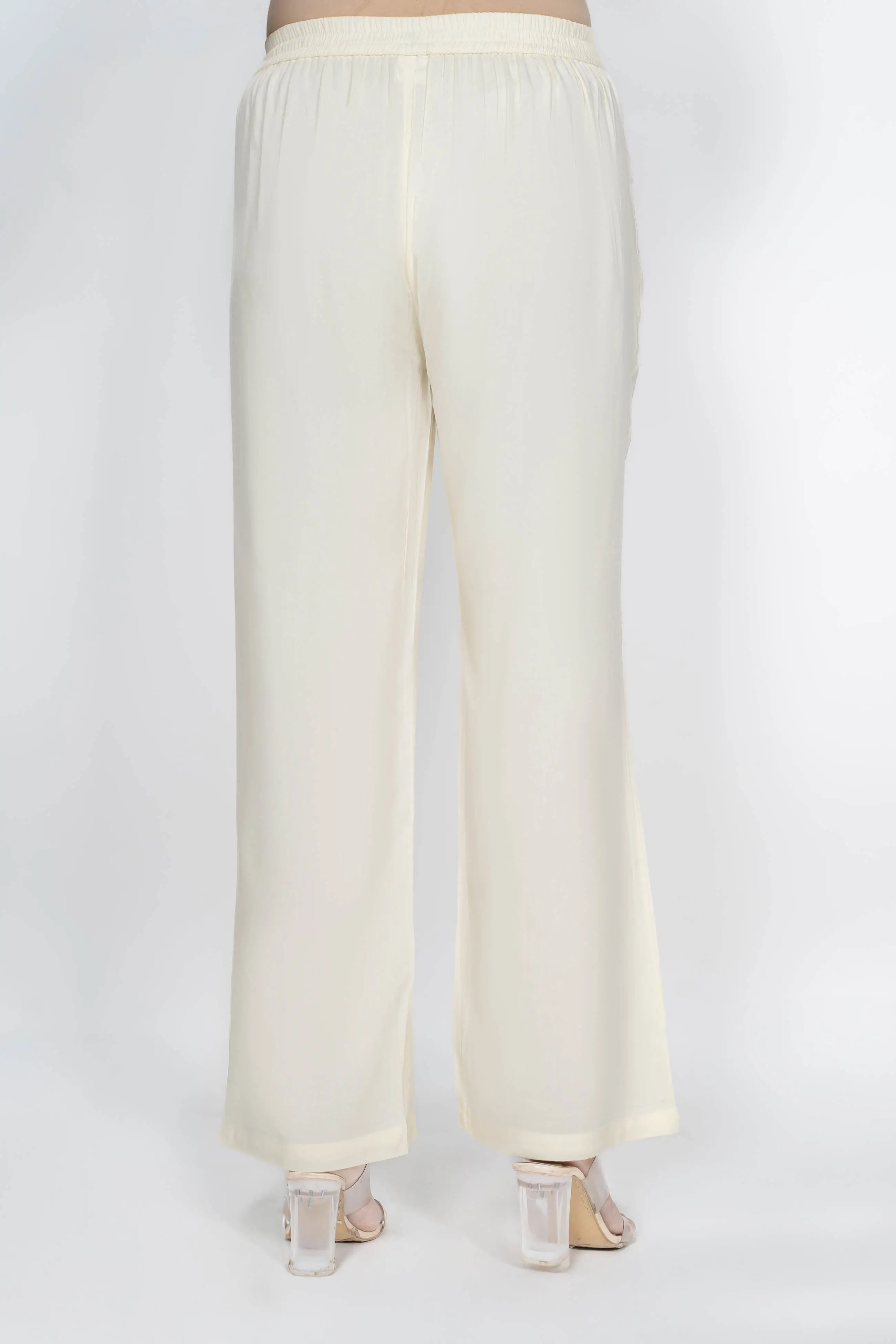 Cream Solid Palazzo - Image 4