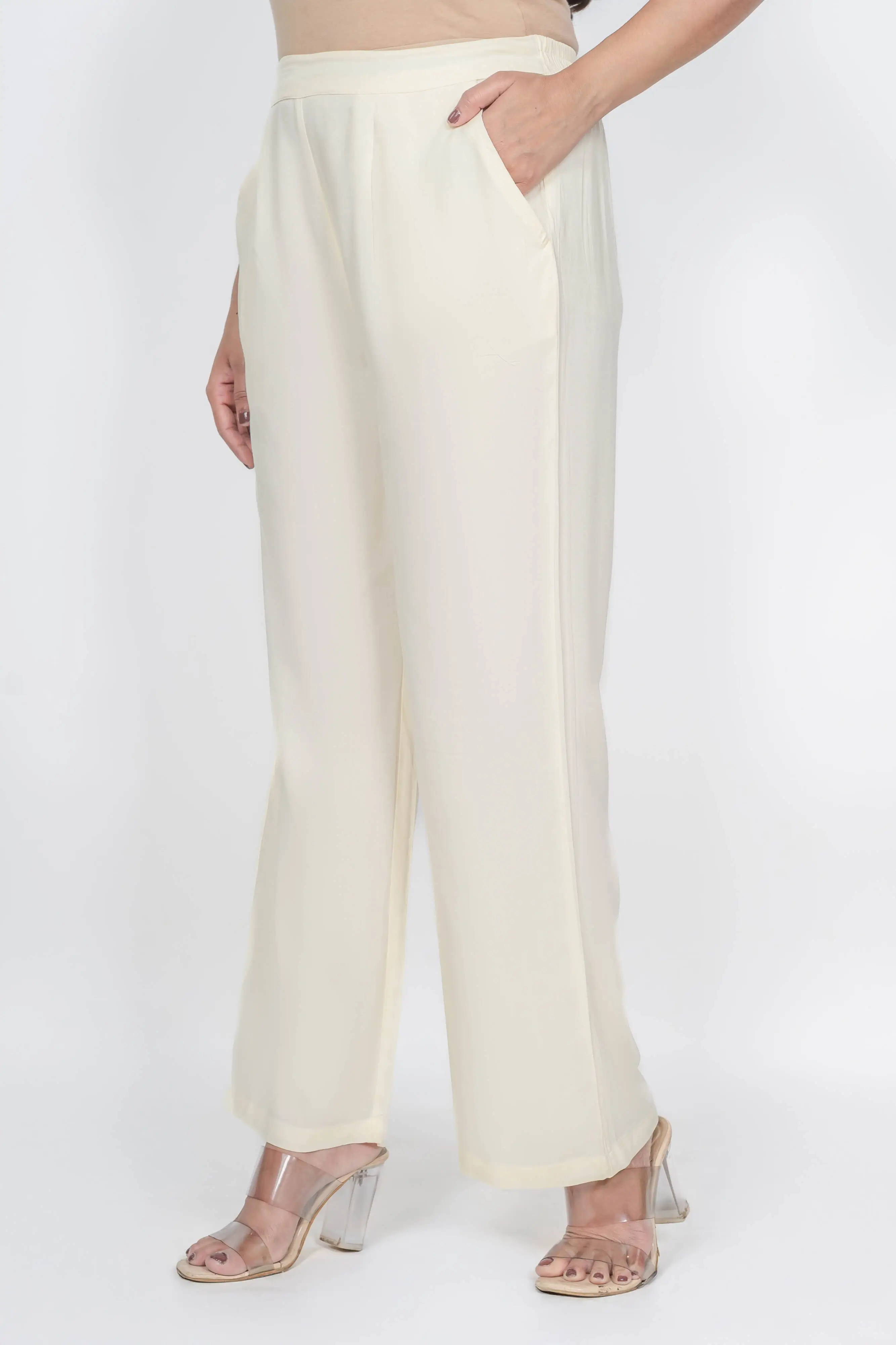 Cream Solid Palazzo - Image 6