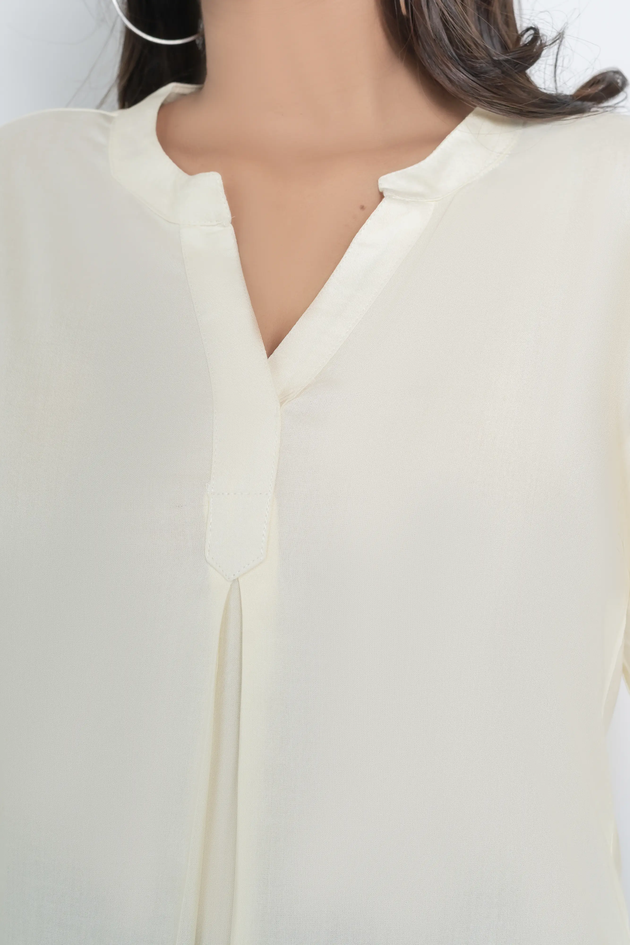 Cream Viscose Pleated Top - Image 3