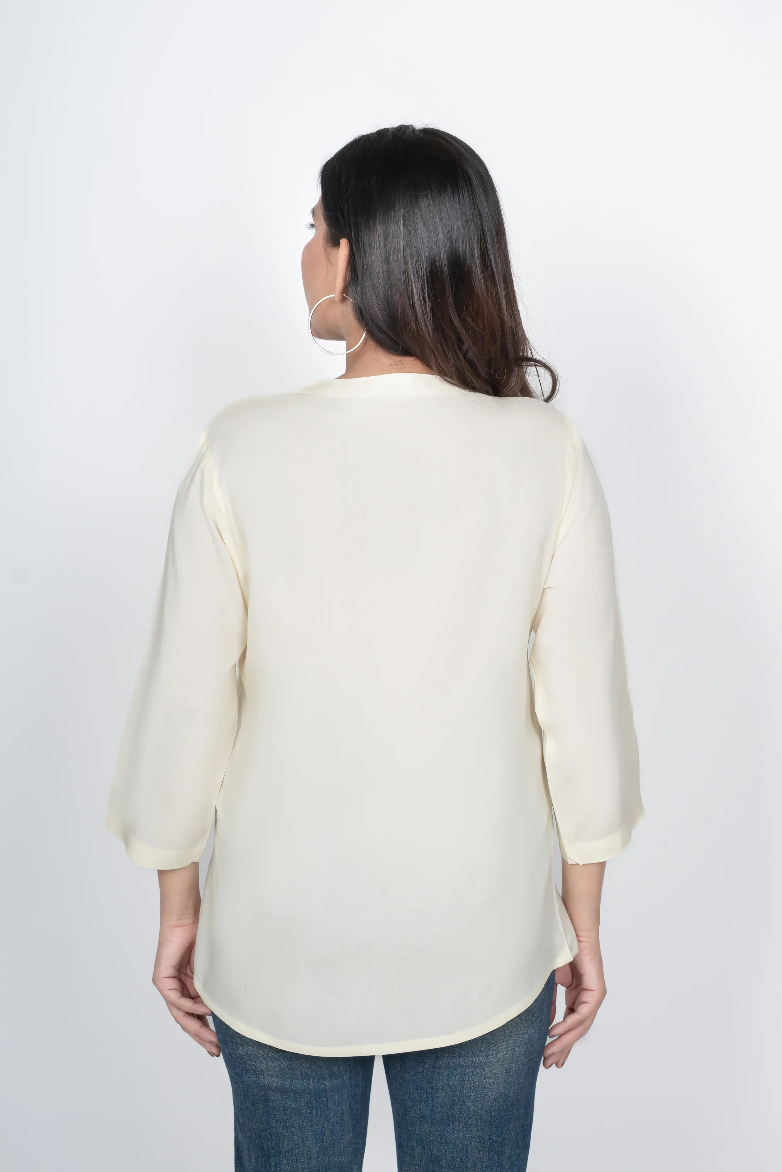 Cream Viscose Pleated Top - Image 4