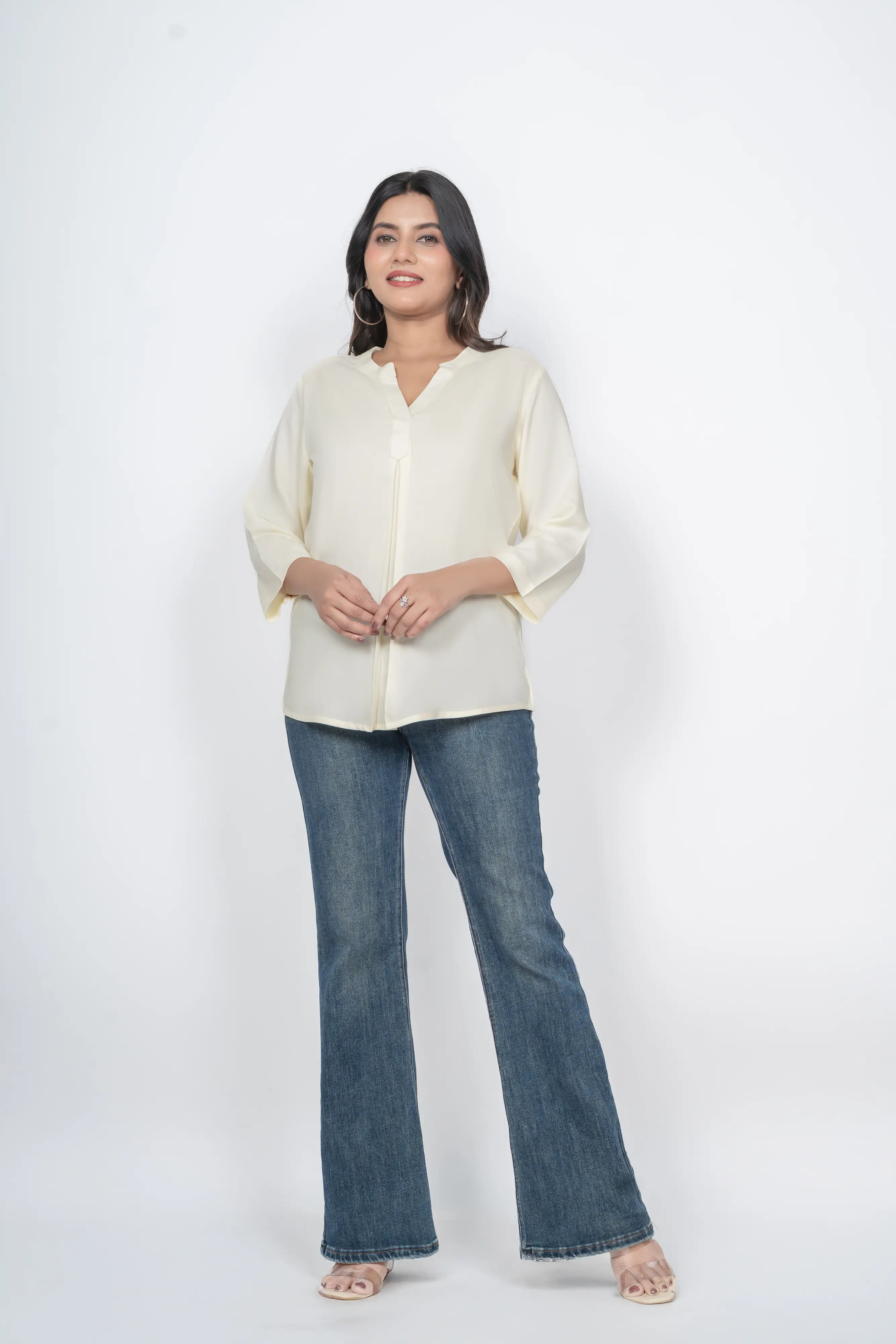 Cream Viscose Pleated Top - Image 8