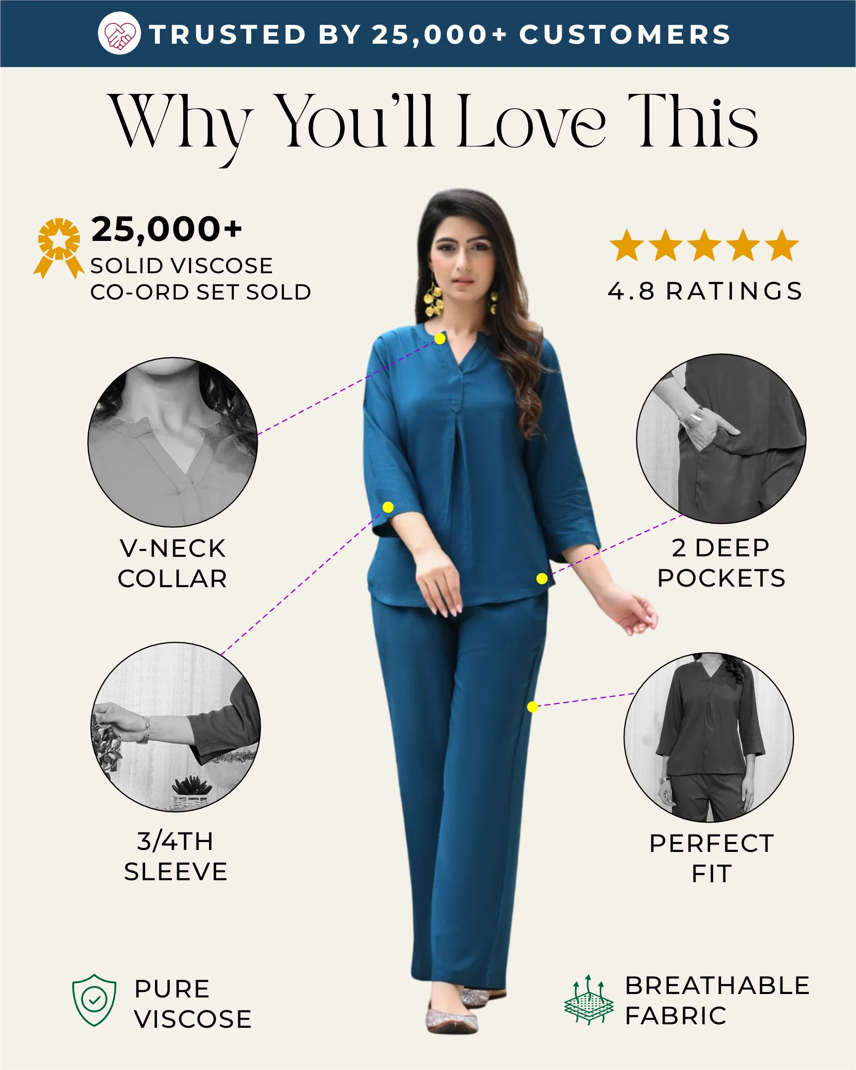 Crystal Teal Blue Viscose co-ord set - Image 2