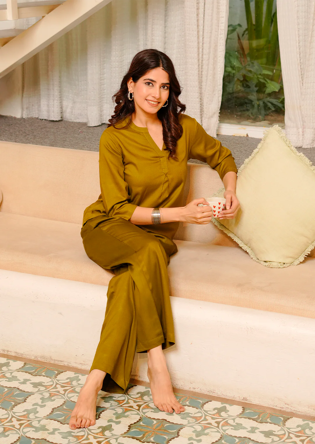 Deep Olive  Viscose co-ord set