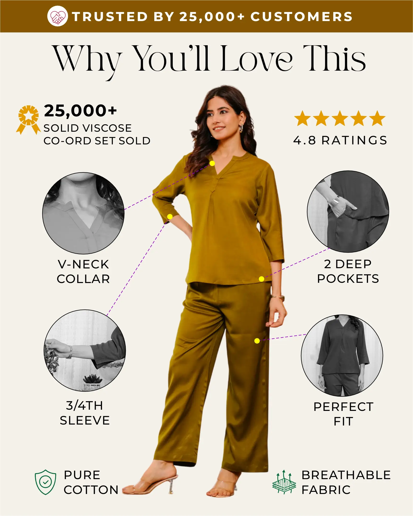 Deep Olive  Viscose co-ord set - Image 2