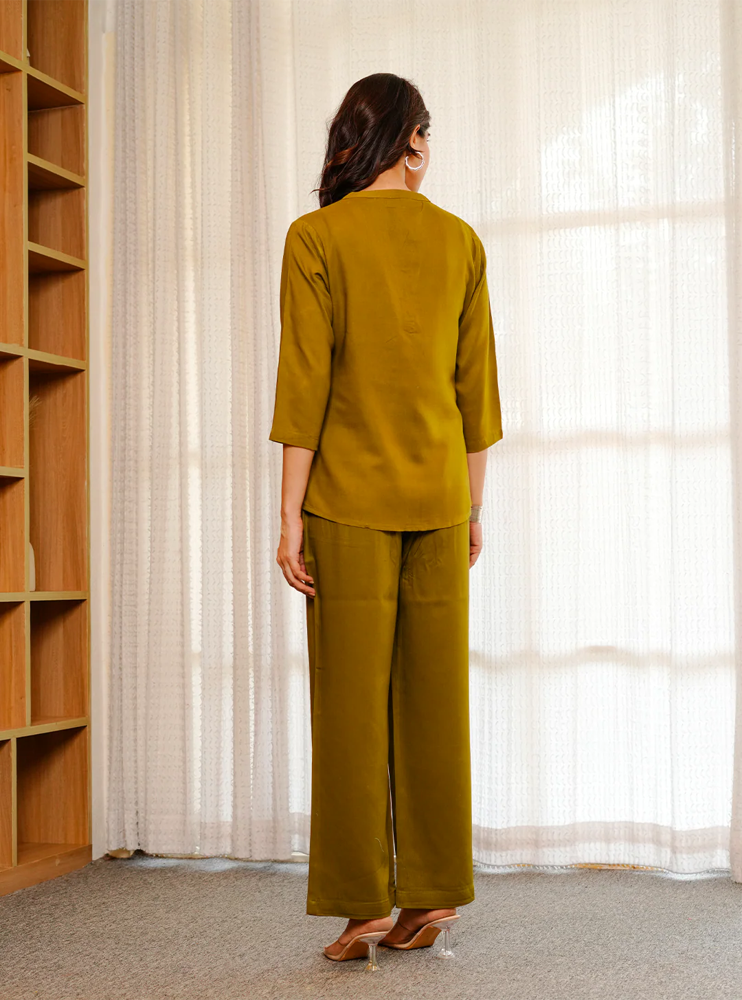 Deep Olive  Viscose co-ord set - Image 4