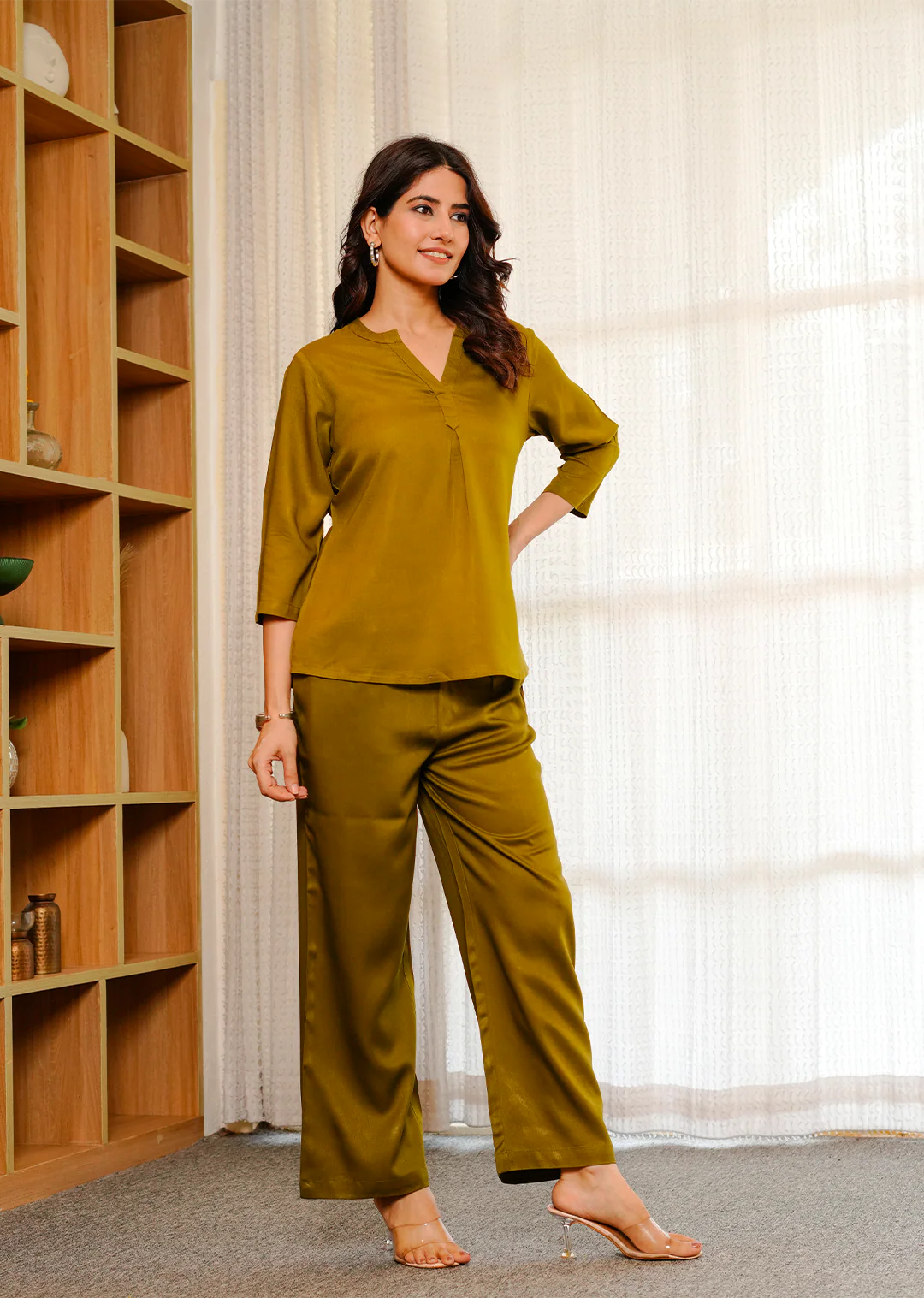 Deep Olive  Viscose co-ord set - Image 6