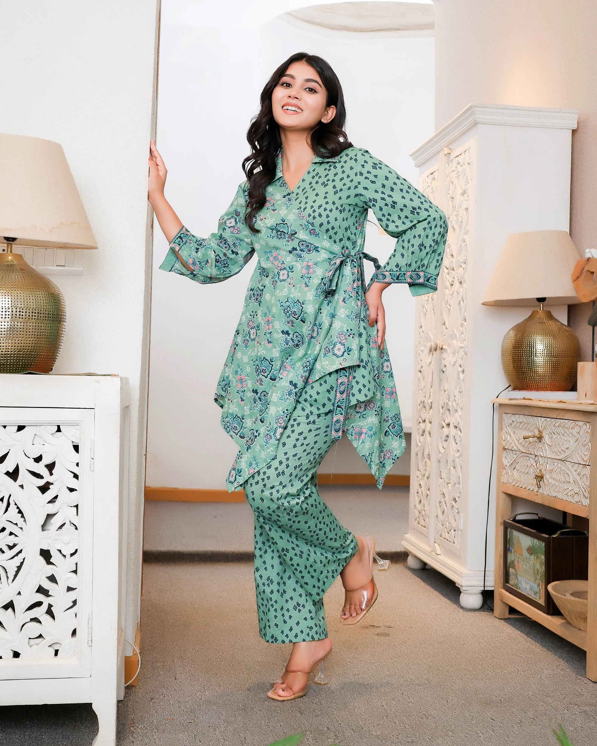 Floral and Geometric Mixed Prints Green Base - Image 10