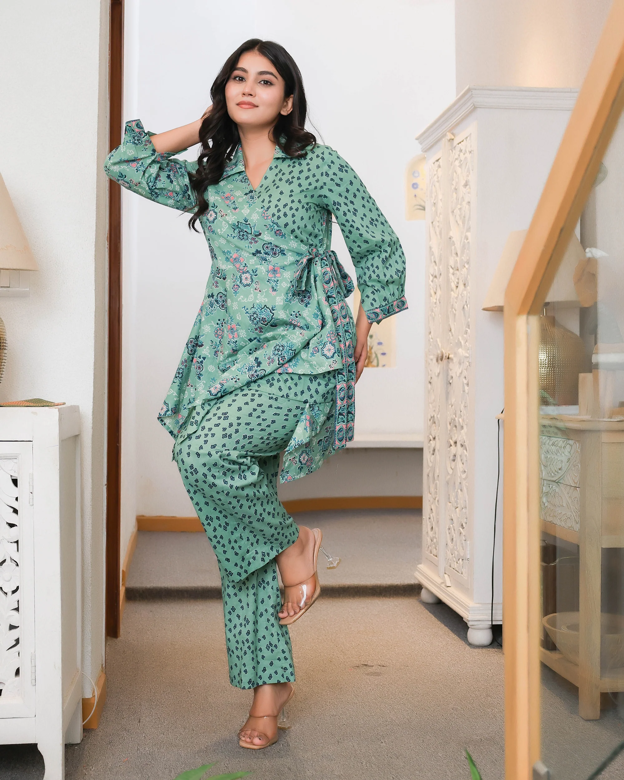 Floral and Geometric Mixed Prints Green Base - Image 9