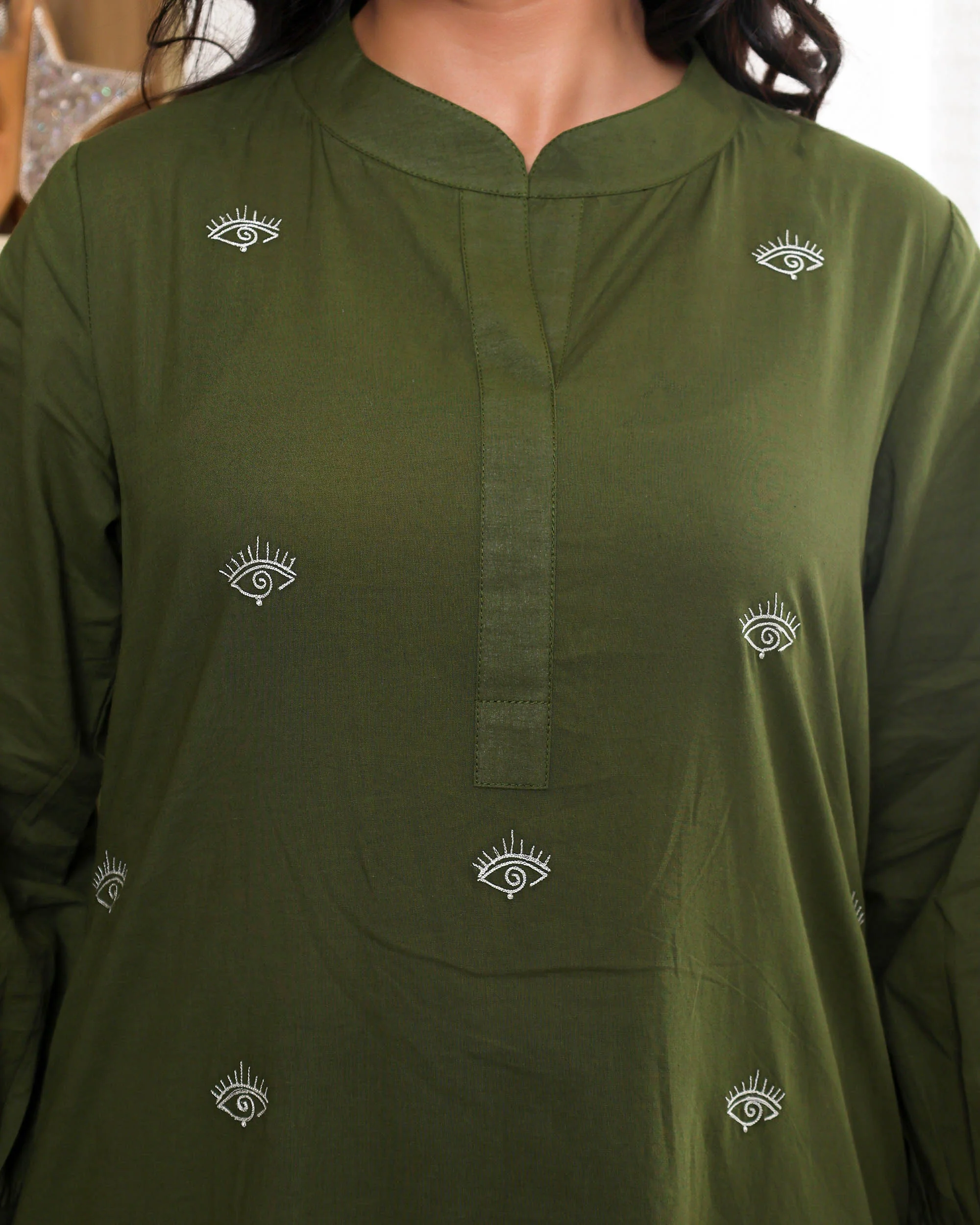 Forest Green Base With Delicate With Floral Embroidery - Image 3