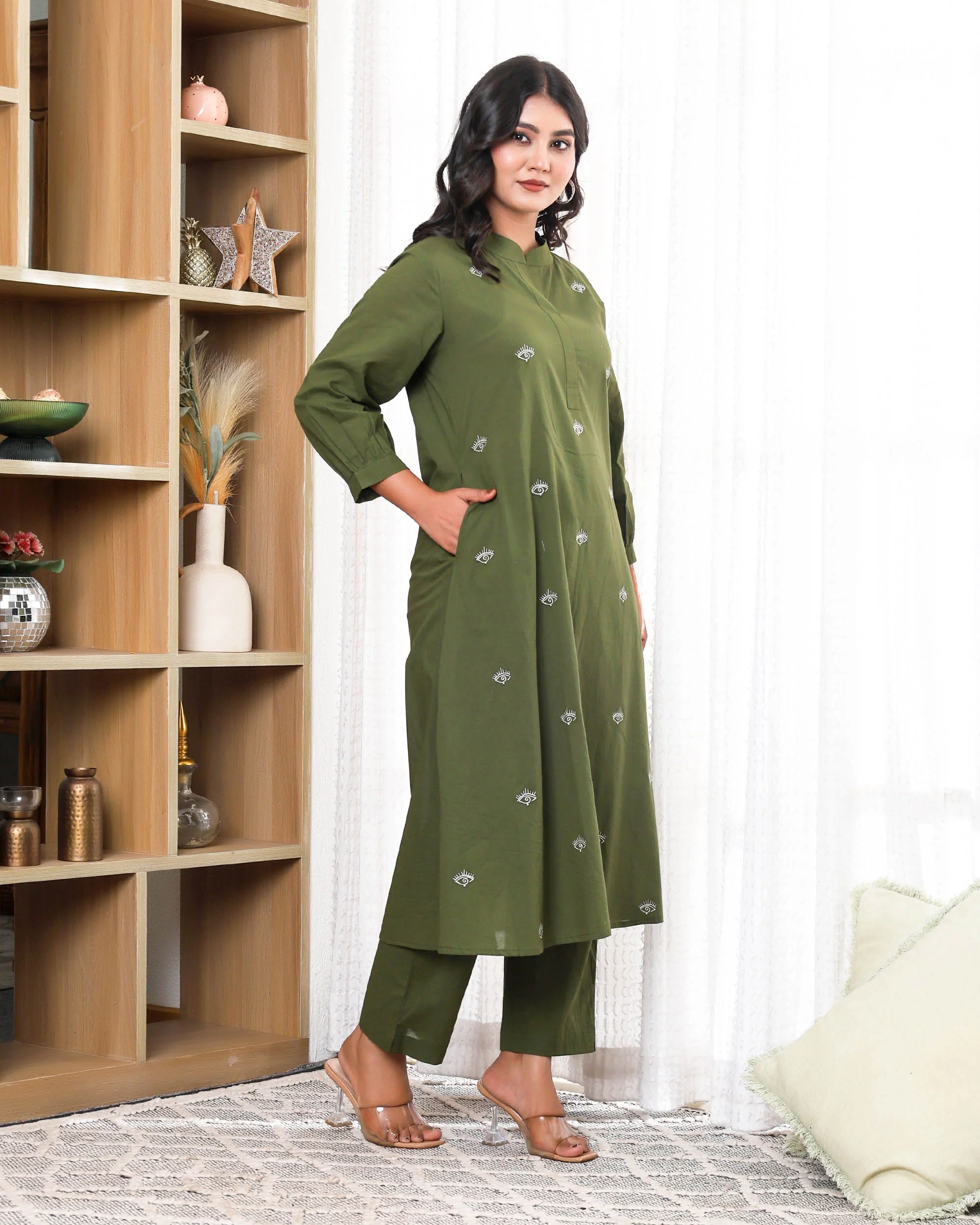 Forest Green Base With Delicate With Floral Embroidery - Image 8