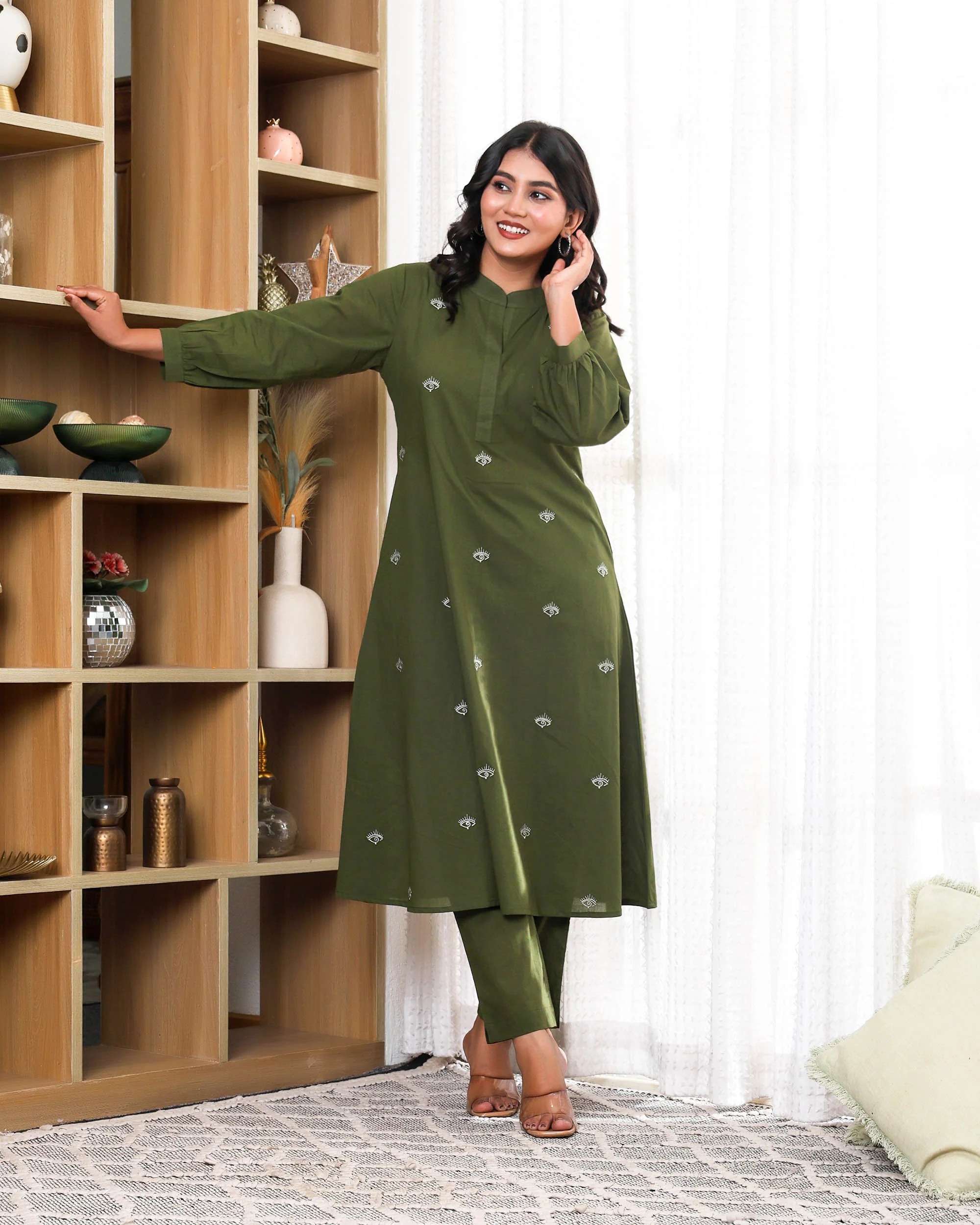 Forest Green Base With Delicate With Floral Embroidery - Image 9
