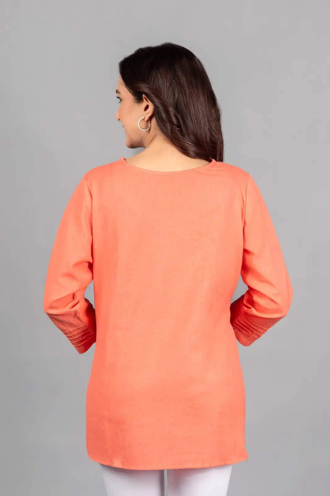 Georgia Peach Solid Straight Kurti - Image 3