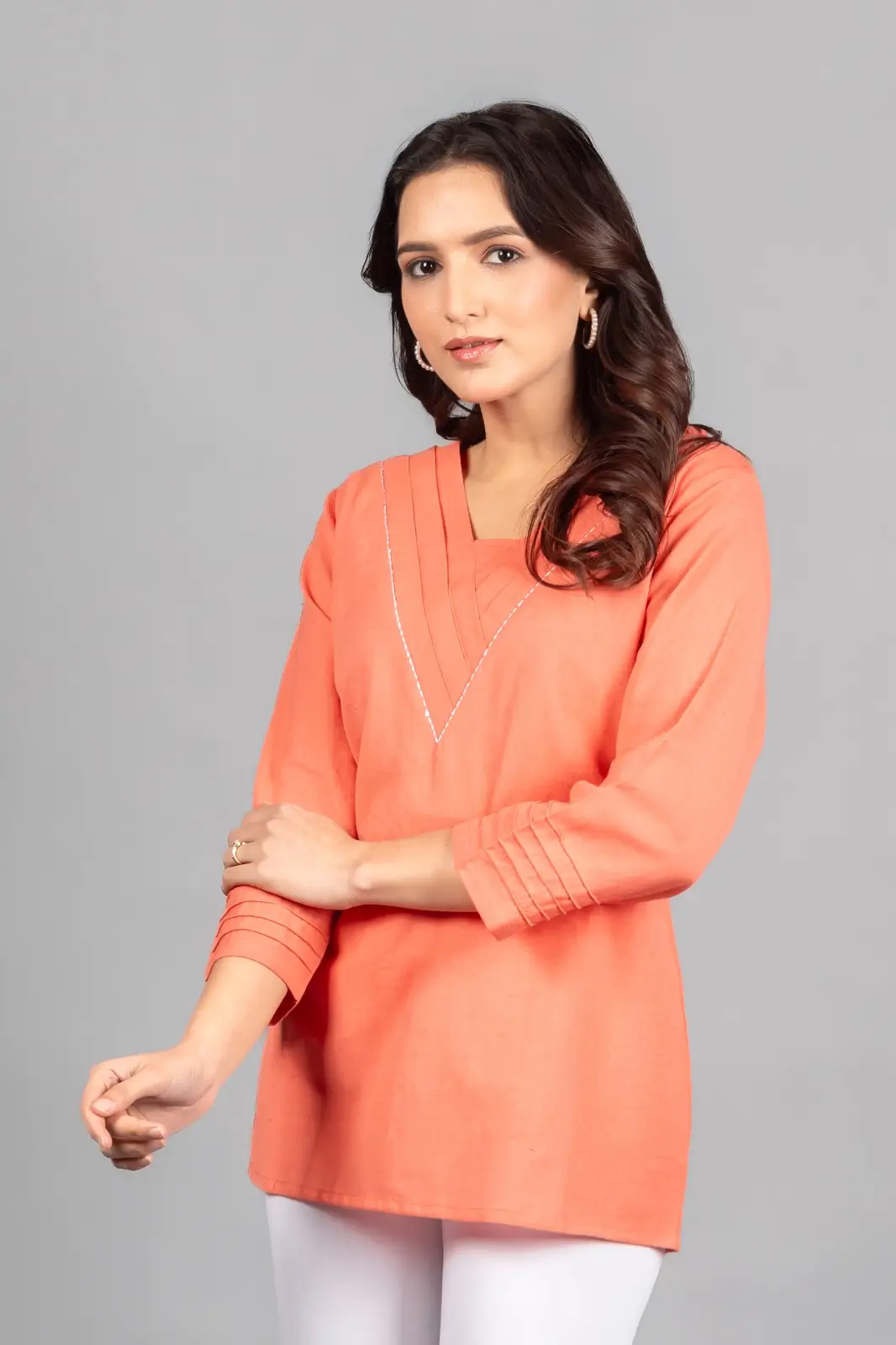 Georgia Peach Solid Straight Kurti - Image 5