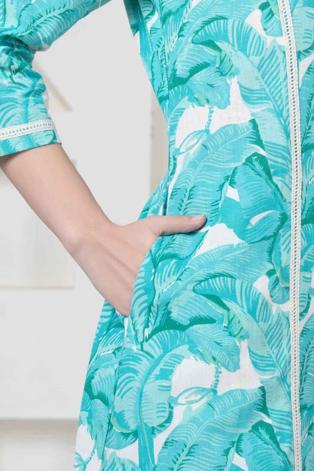 Sea Green Palm Print  Kurti - Image 7