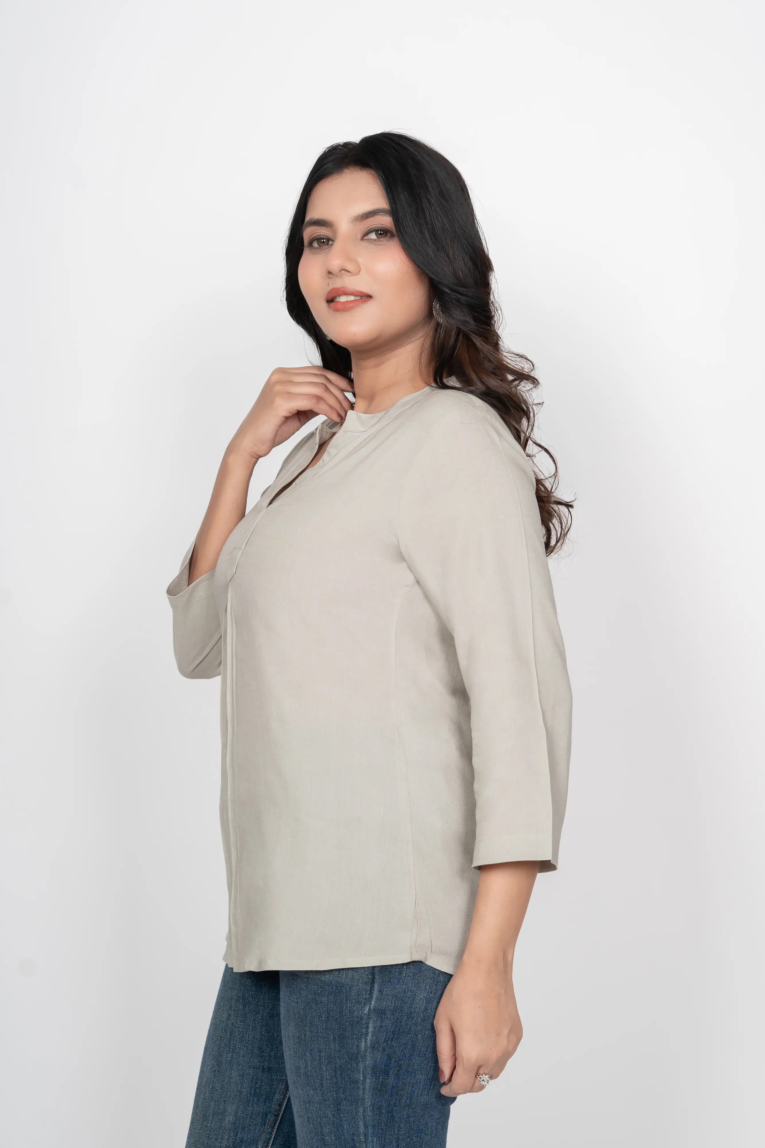 Grey Viscose Pleated Top - Image 6