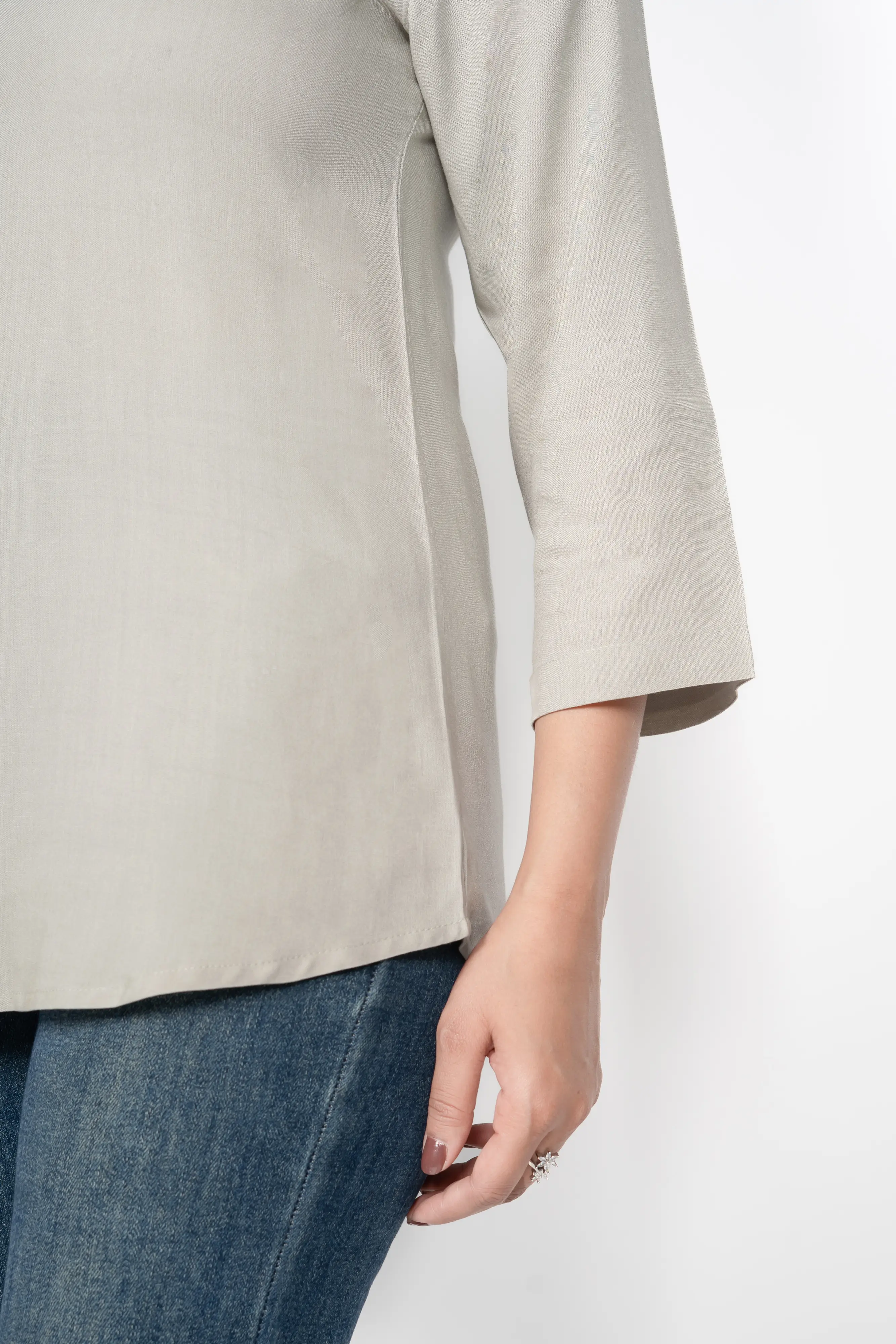 Grey Viscose Pleated Top - Image 8