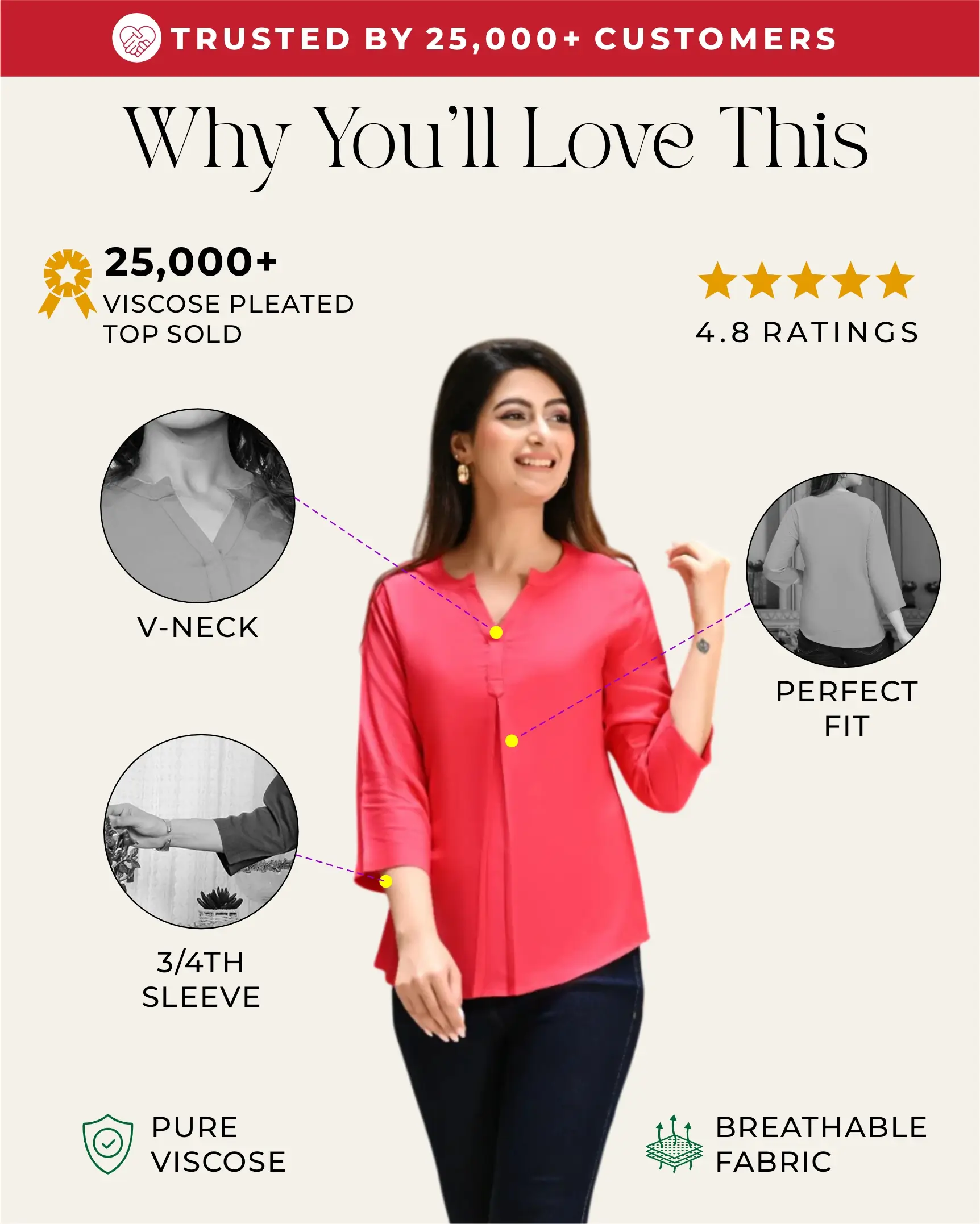 Hot Pink Viscose Pleated Top - Image 2