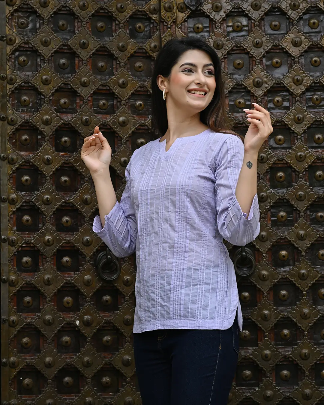 Lavender Everyday Cotton Kurti - Image 7