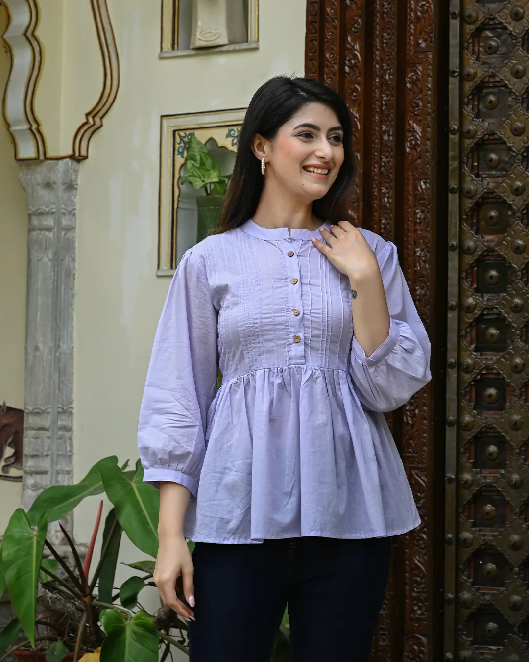 Lavender Solid Pintucks Top - Image 6