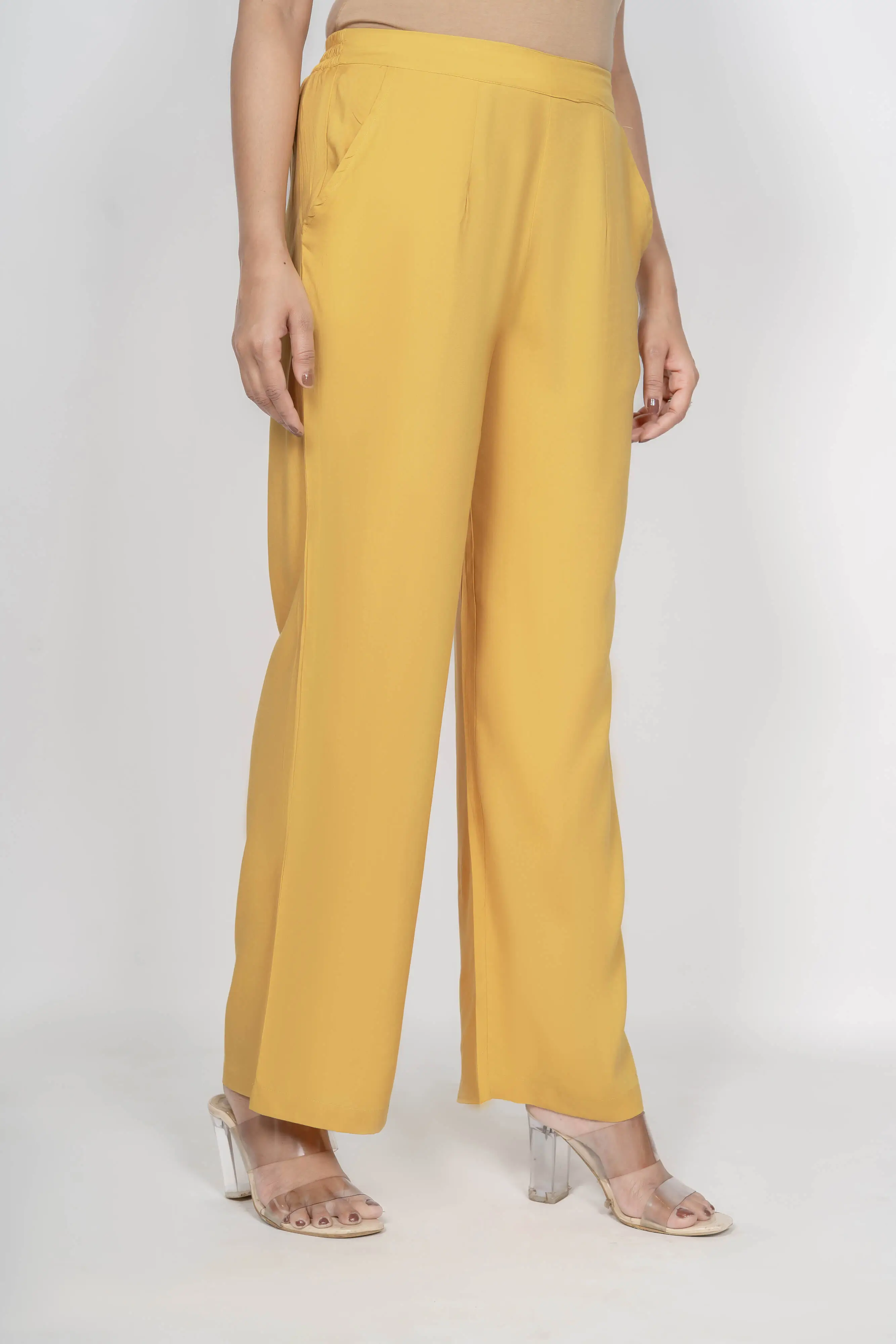 Mustard Solid Palazzo - Image 3