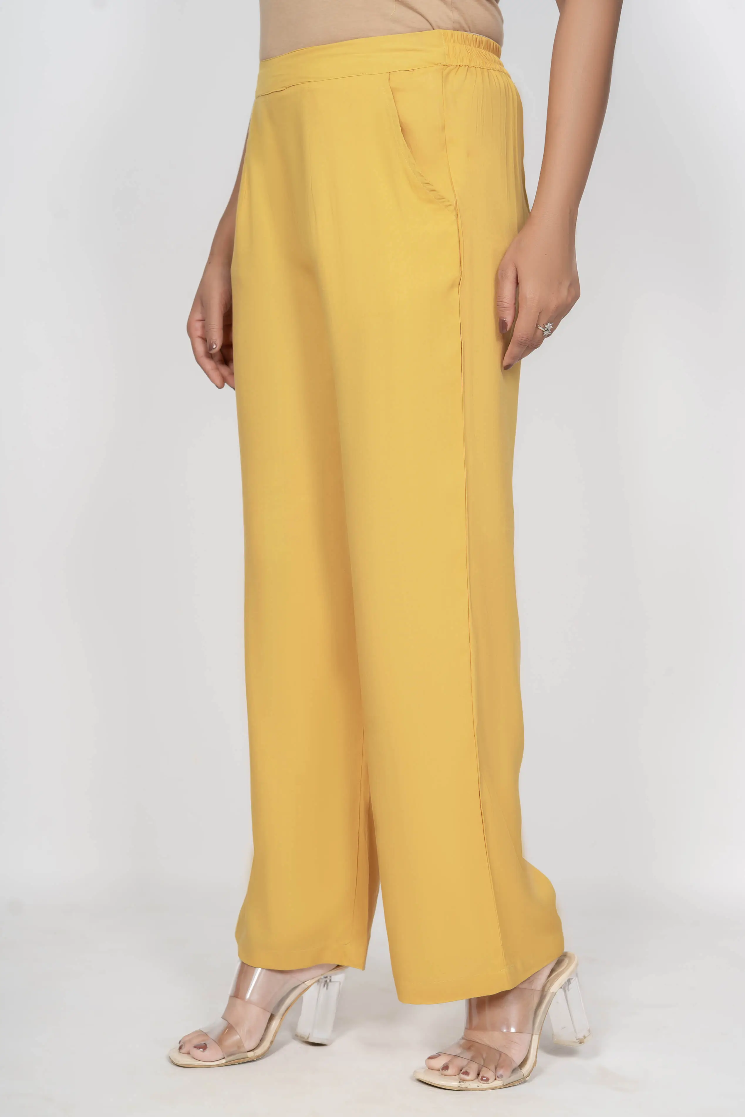 Mustard Solid Palazzo - Image 4