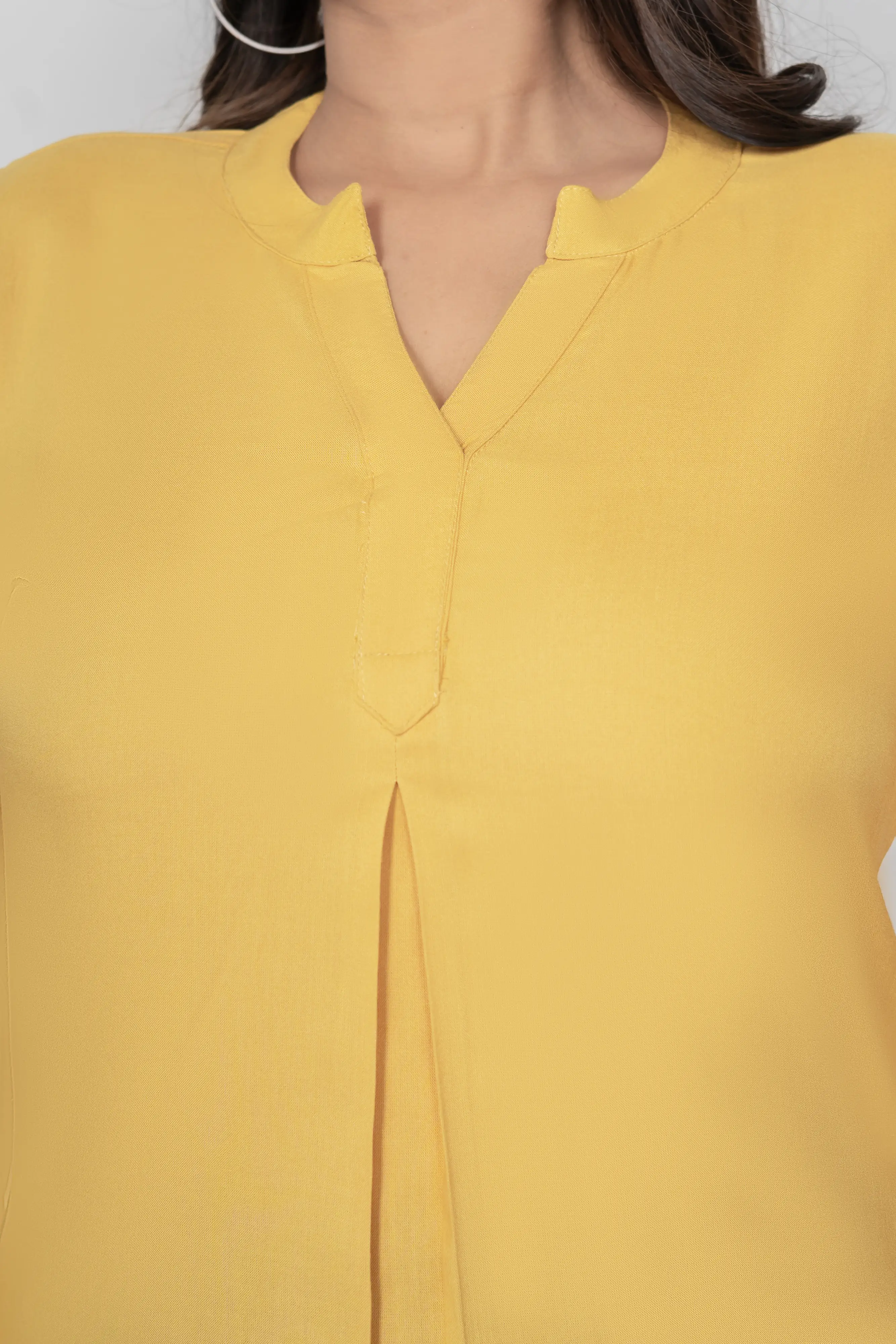 Mustard Viscose Pleated Top - Image 3
